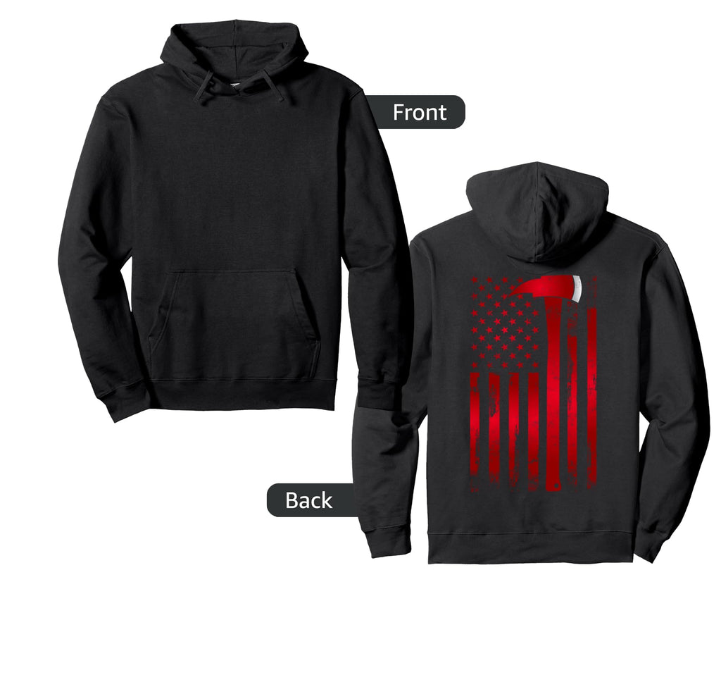 Fireman Thin Red Line American Flag Axe Hoodie - Streetwear Style Unisex - T-Shirt, Sweatshirt, Hoodie