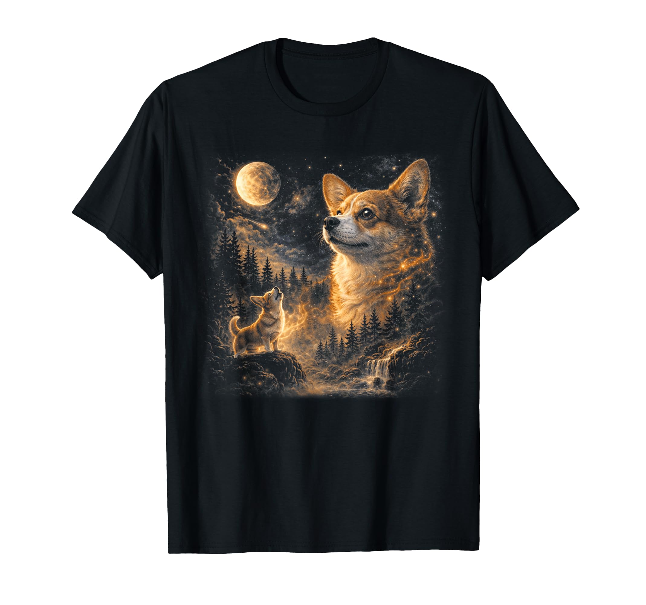 Corgi Howling To Moon 90S Animal T-Shirt - Aesthetic Graphic Unisex - T-Shirt, Sweatshirt, Hoodie