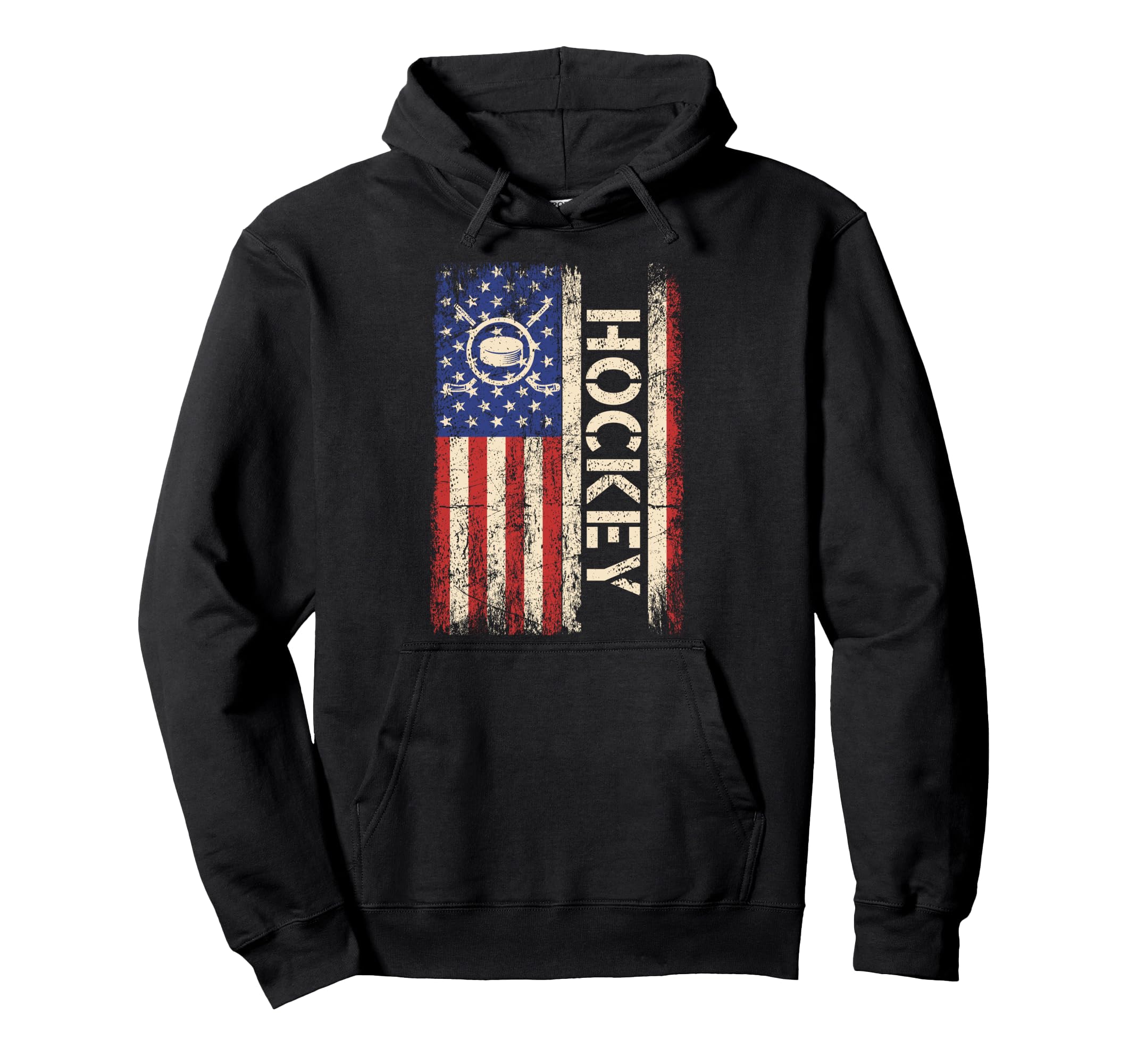 Hockey Usa American Flag Hockey Player Hoodie - Novelty Apparel for Adults - T-Shirt, Sweatshirt, Hoodie