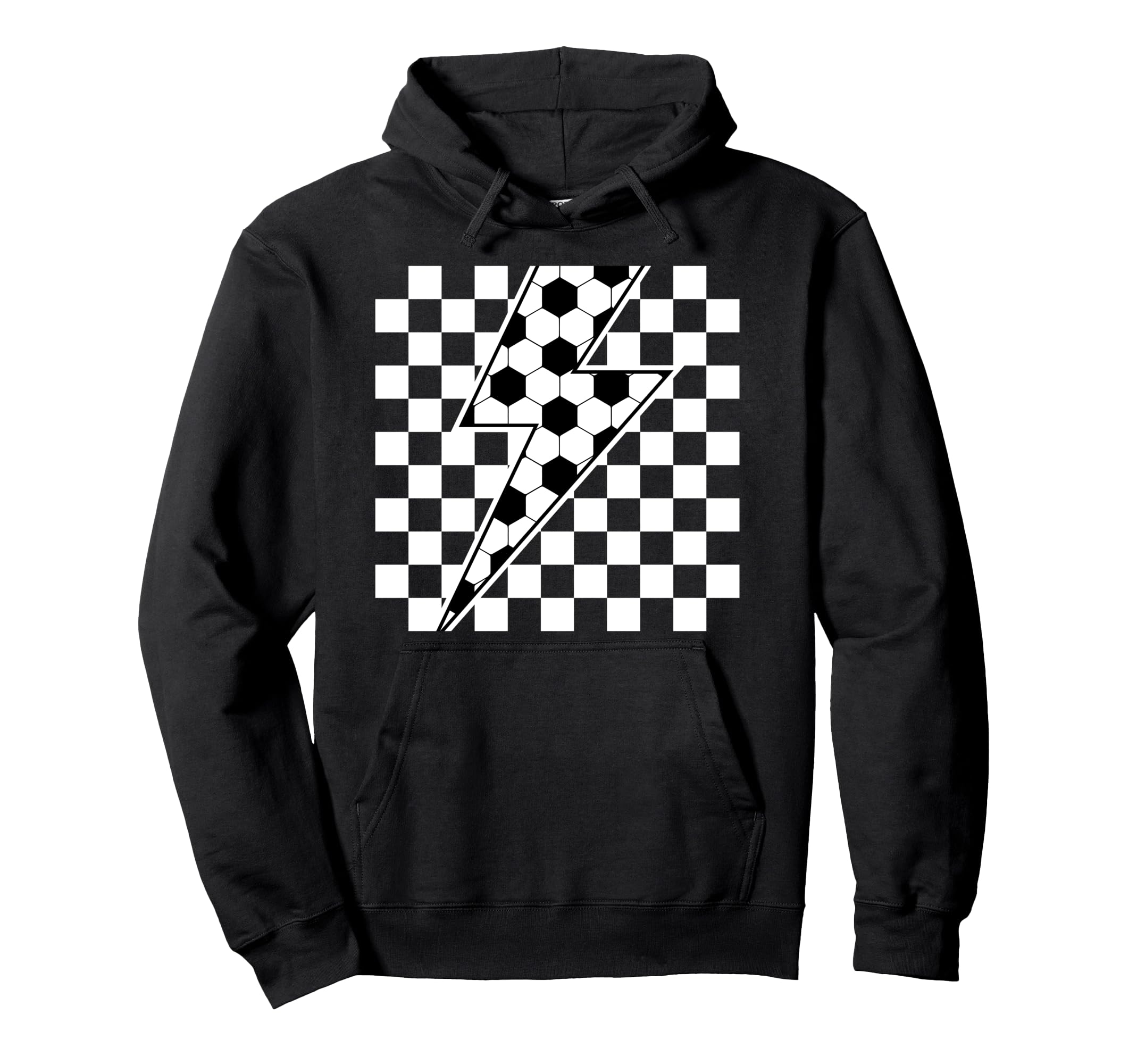 Lightning Bolt Checkered Aesthetic Racing Hoodie - Novelty Apparel Unisex - T-Shirt, Sweatshirt, Hoodie