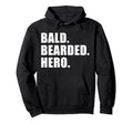 Bald Bearded Hero Funny Bald Guy Beard Hoodie - Aesthetic Graphic Unisex - T-Shirt, Sweatshirt, Hoodie