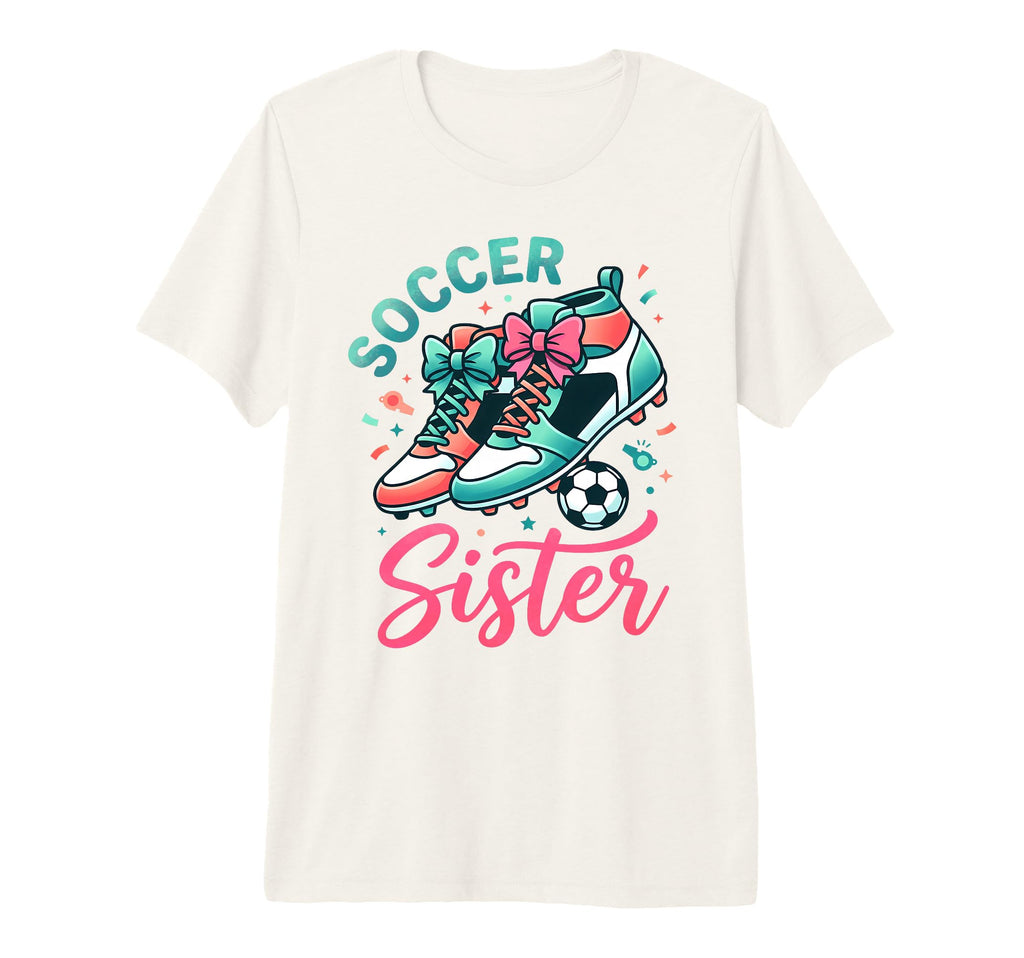 Soccer Sister Coquette Bow Shoes T-Shirt - Minimalist Print for Adults - T-Shirt, Sweatshirt, Hoodie