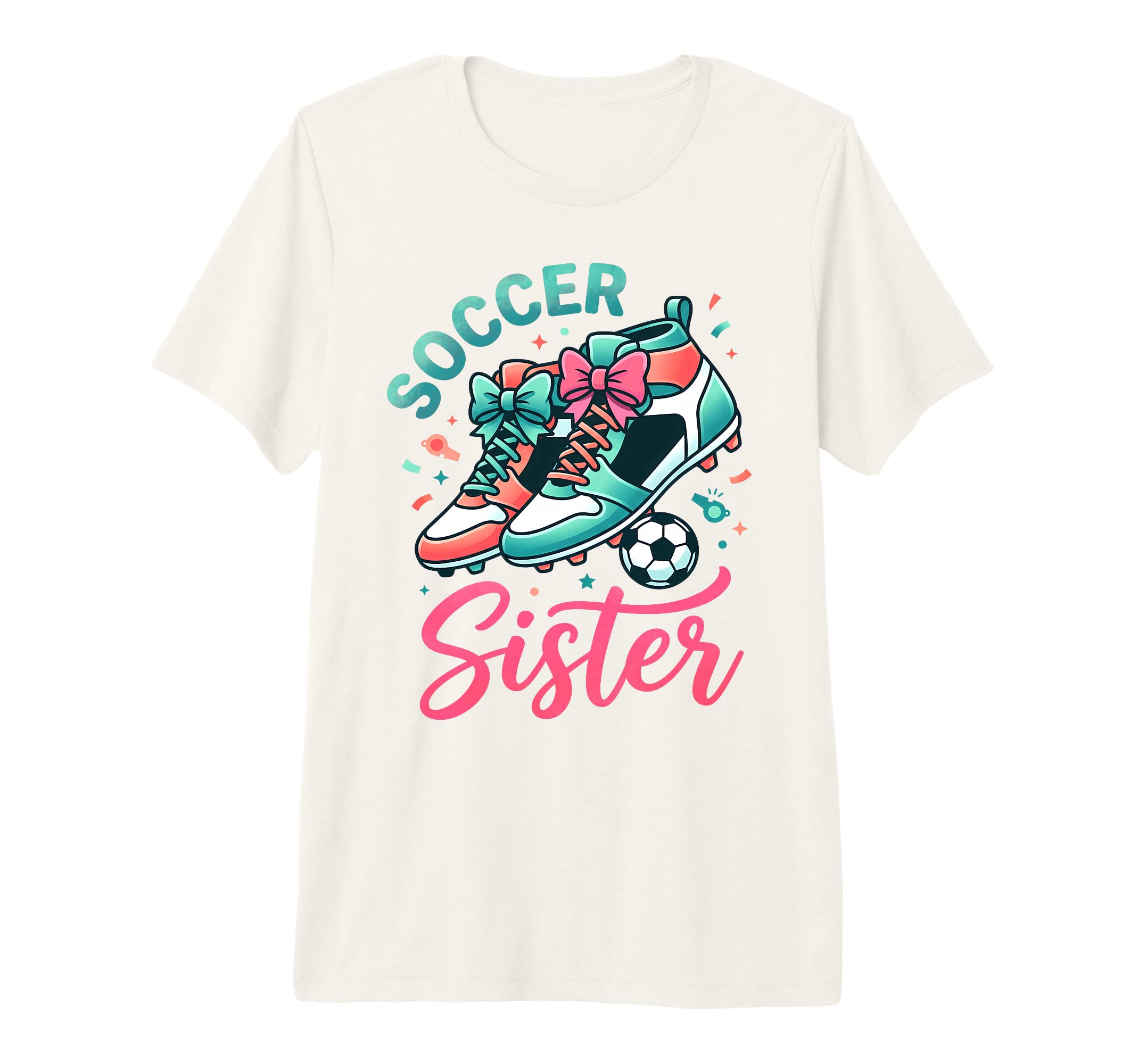 Soccer Sister Coquette Bow Shoes T-Shirt - Minimalist Print for Adults - T-Shirt, Sweatshirt, Hoodie