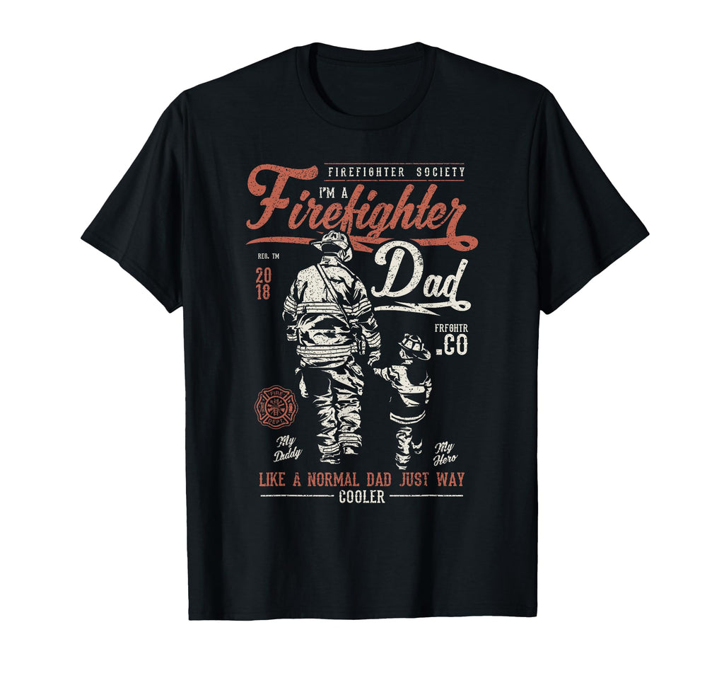 Distressed Firefighter Dad Fathers T-Shirt - Minimalist Print Men Women - T-Shirt, Sweatshirt, Hoodie