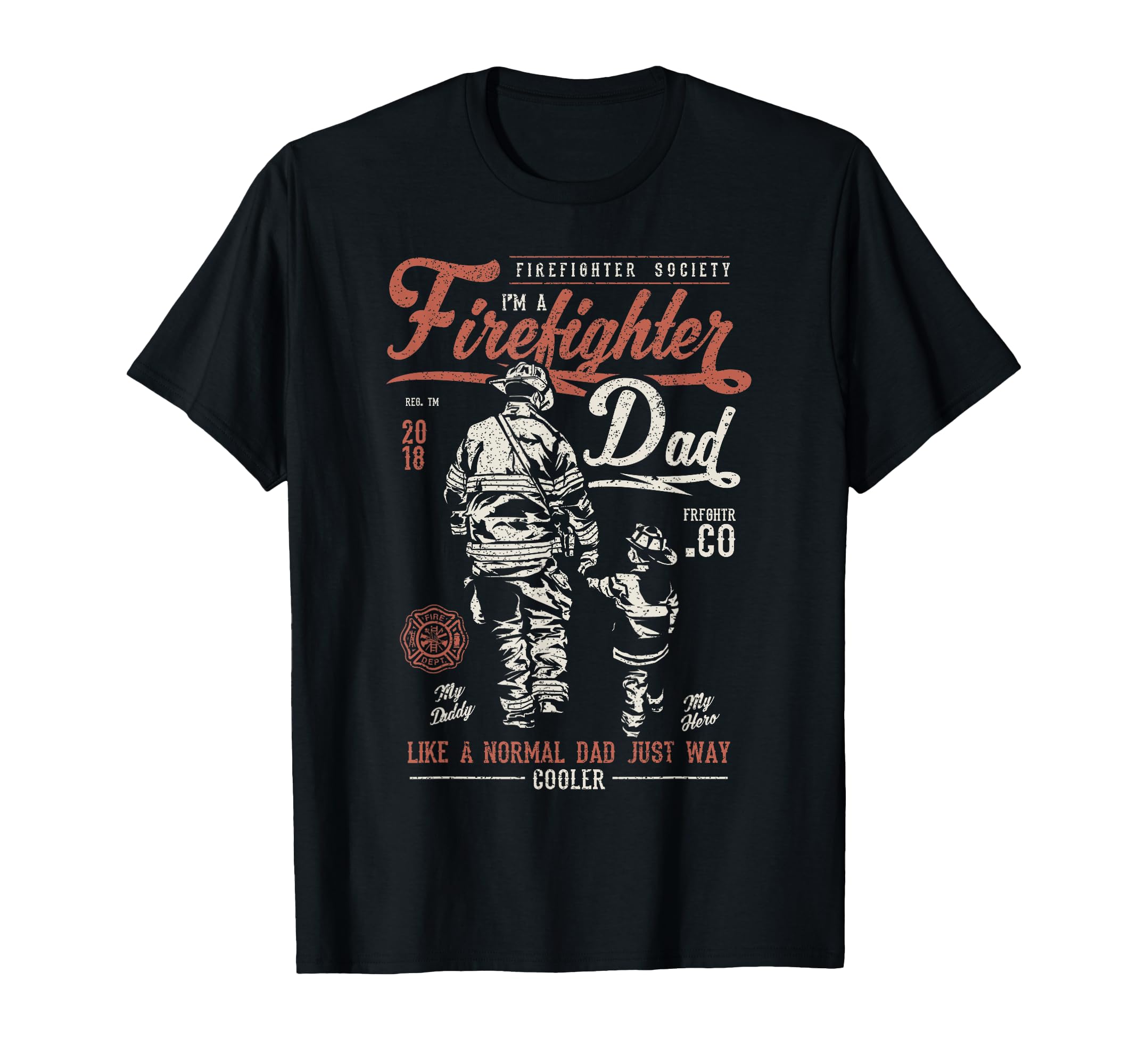 Distressed Firefighter Dad Fathers T-Shirt - Minimalist Print Men Women - T-Shirt, Sweatshirt, Hoodie