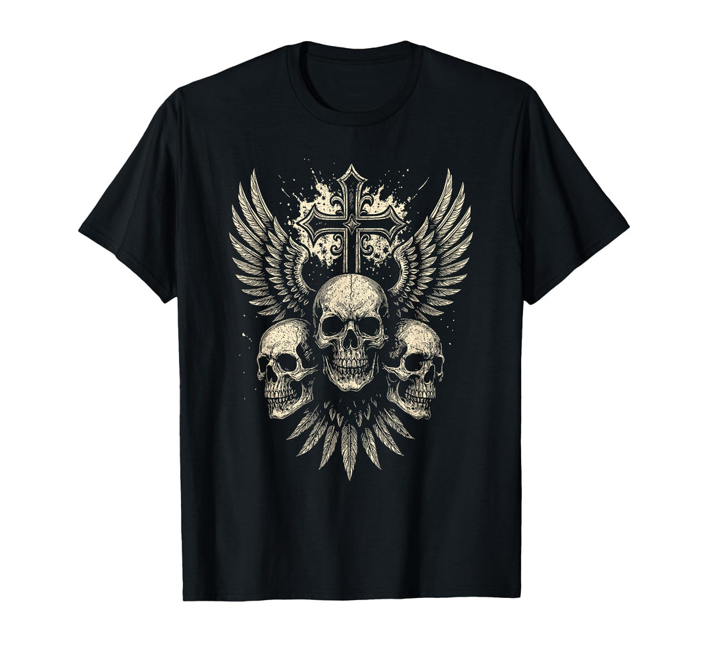 Skull Cross Wings Gothic Punk Rock T-Shirt - Unique Graphic for Adults - T-Shirt, Sweatshirt, Hoodie