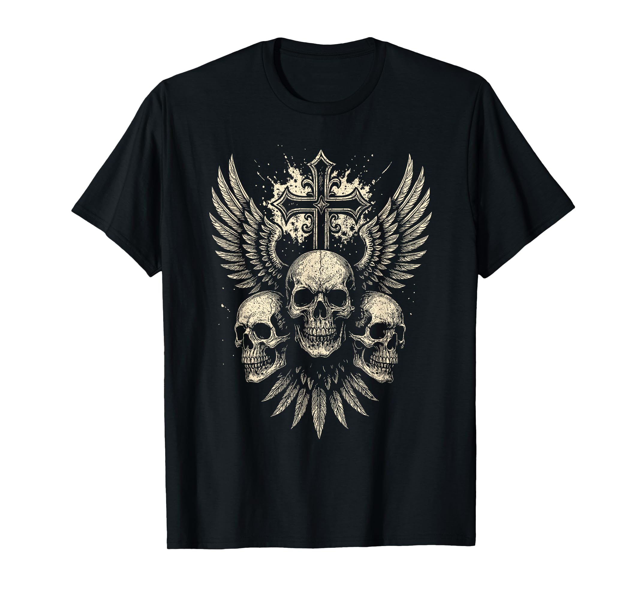 Skull Cross Wings Gothic Punk Rock T-Shirt - Unique Graphic for Adults - T-Shirt, Sweatshirt, Hoodie