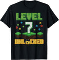 Level 7 Unlocked Pixel Gamer 7th Birthday Gaming Boys - Adult & Kids T-Shirts, Sweatshirts & Hoodies apparel design preview 1