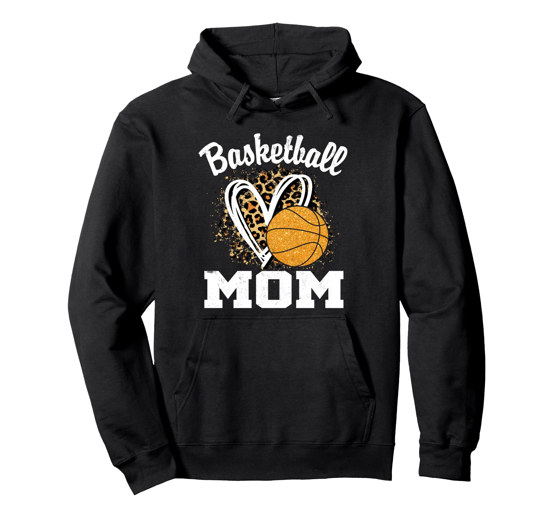 Basketball Mom Leopard Heart Hoodie - Custom Art Print for Adults - T-Shirt, Sweatshirt, Hoodie