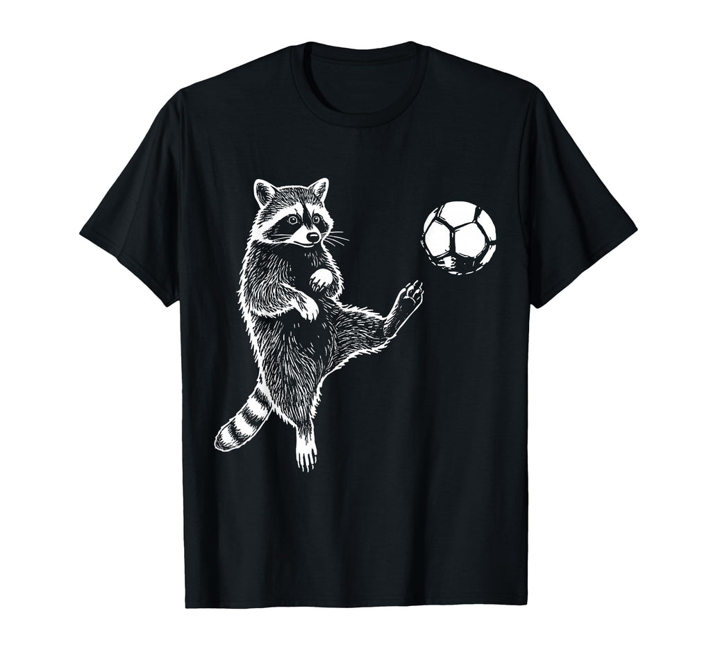 Funny Raccoon Soccer Balls Player Fan T-Shirt - Custom Art Print Unisex - T-Shirt, Sweatshirt, Hoodie