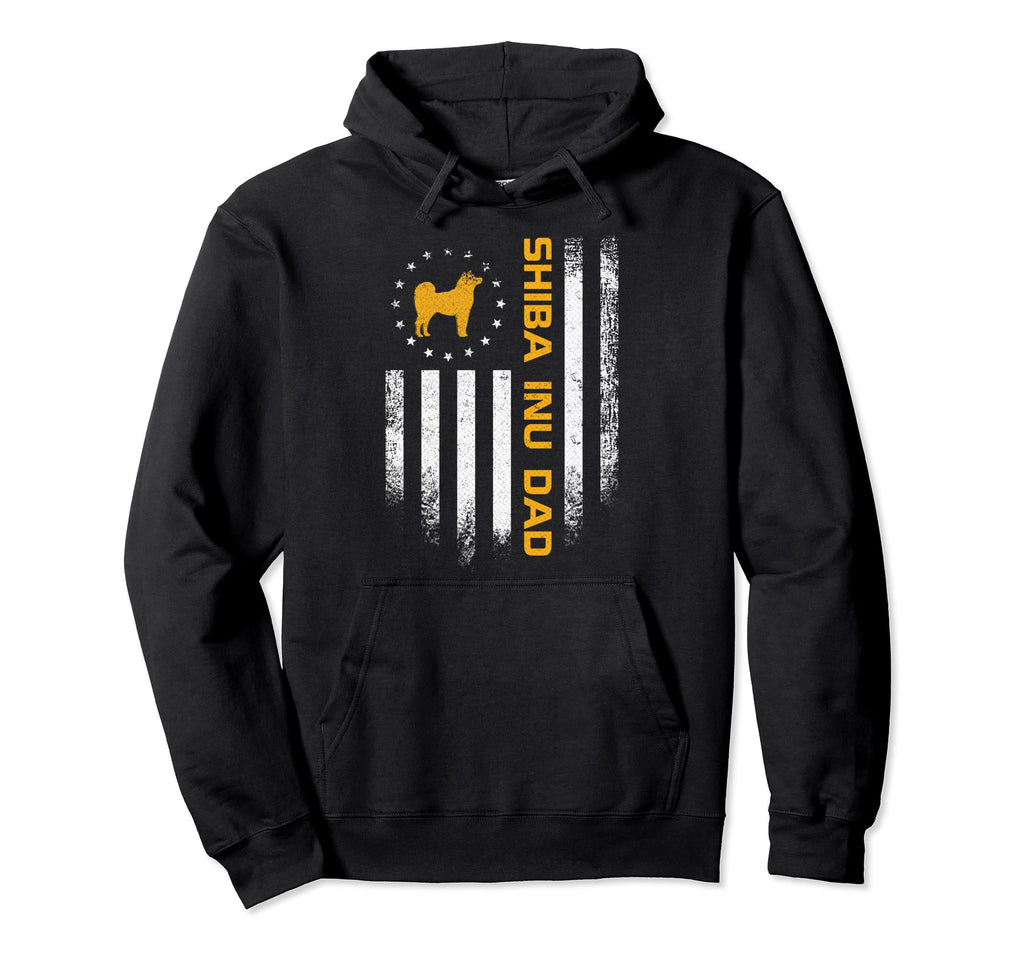 Usa American Flag Proud Shiba Inu Dog Dad Hoodie - Trendy Graphic Unisex - T-Shirt, Sweatshirt, Hoodie