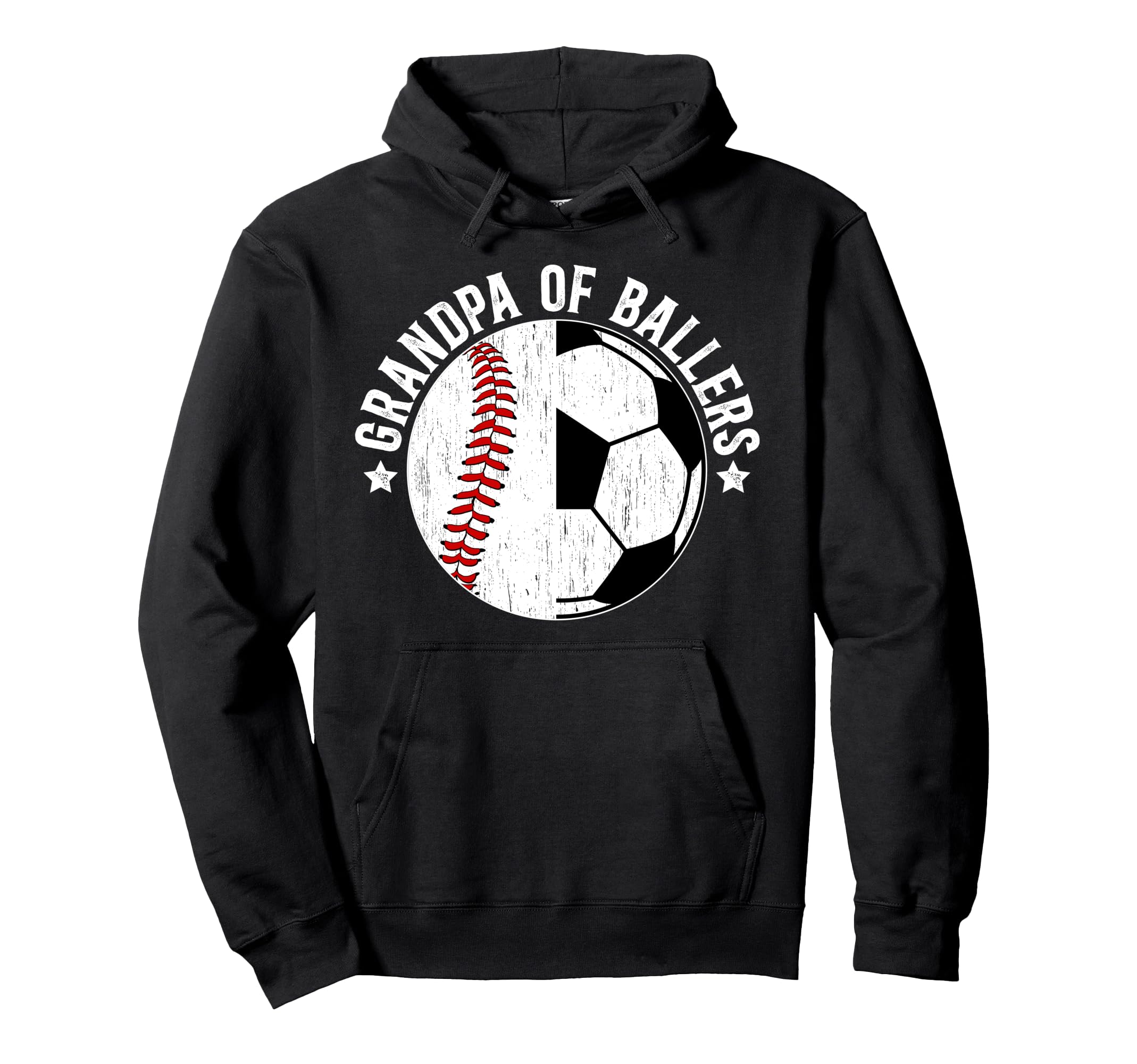 Grandpa Ballers Baseball Soccer Grandpa Hoodie - Graphic Print Unisex - T-Shirt, Sweatshirt, Hoodie
