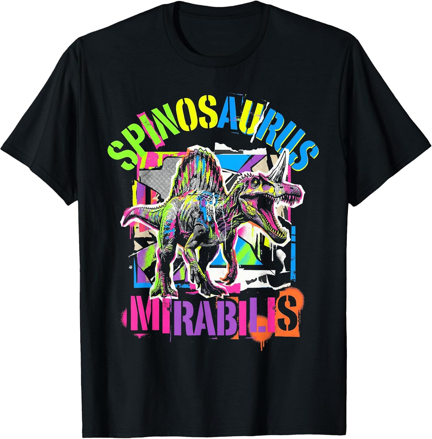 Spinosaurus Mirabilis Punk Rock Pop Art Dinosaur - Adult & Kids T-Shirts, Sweatshirts & Hoodies apparel design preview 1