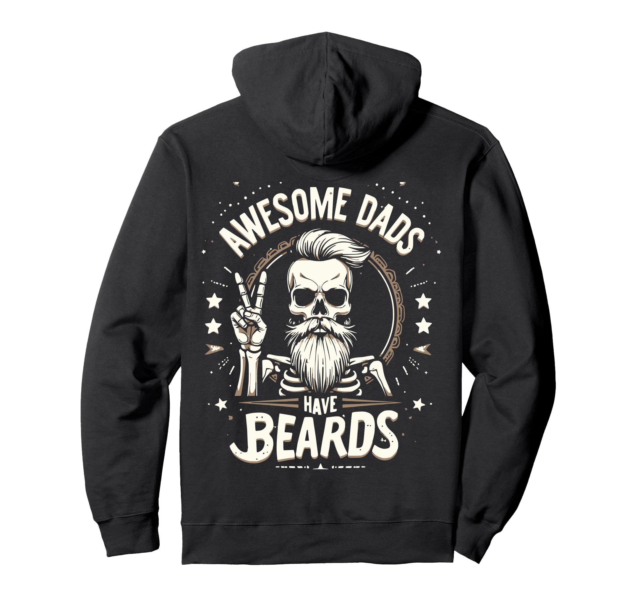 Bearded Skeleton Peace Fathers Day Hoodie - Aesthetic Graphic Unisex - T-Shirt, Sweatshirt, Hoodie
