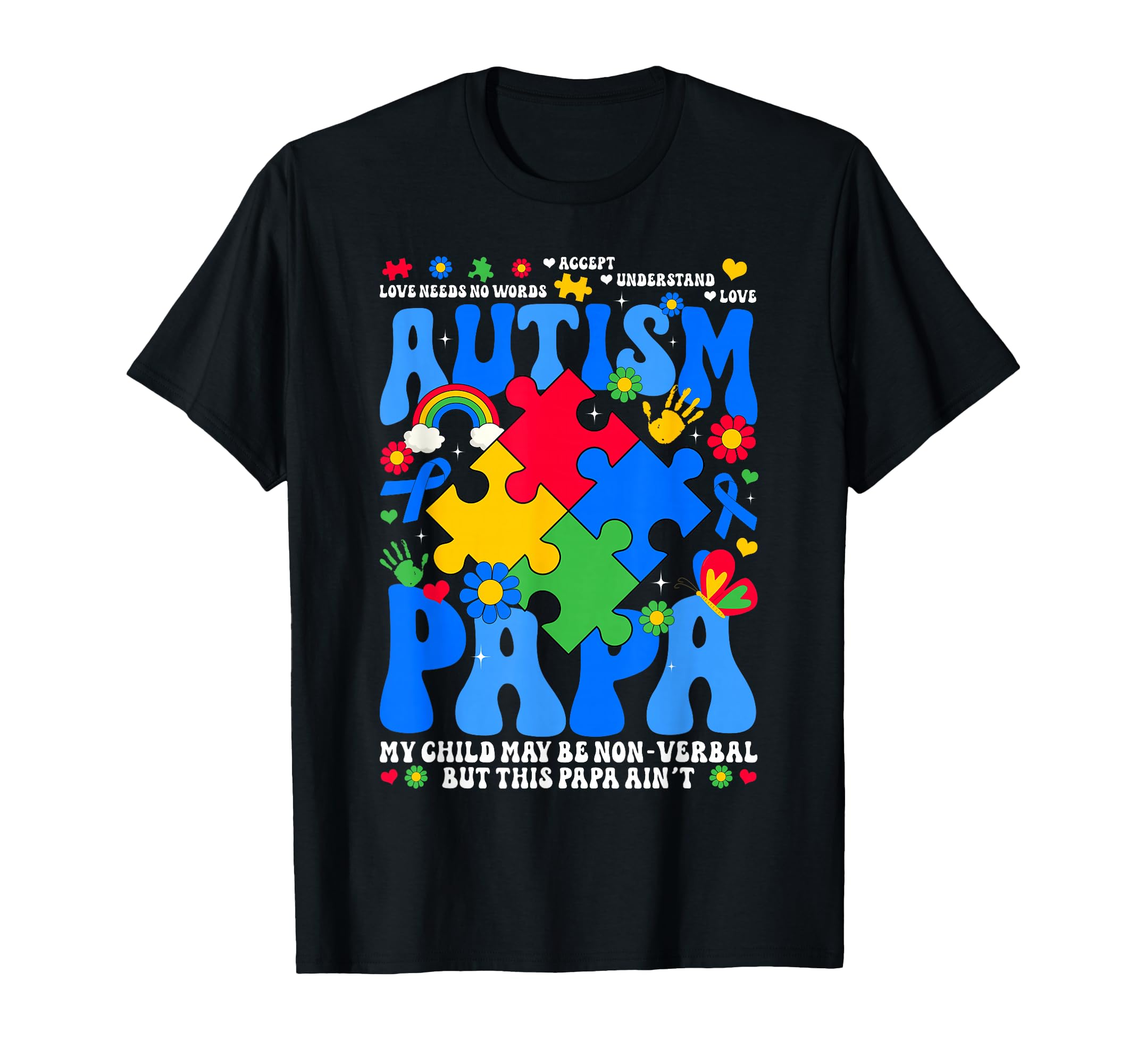 Autism Papa Autism Awareness T-Shirt - Aesthetic Graphic for Adults - T-Shirt, Sweatshirt, Hoodie