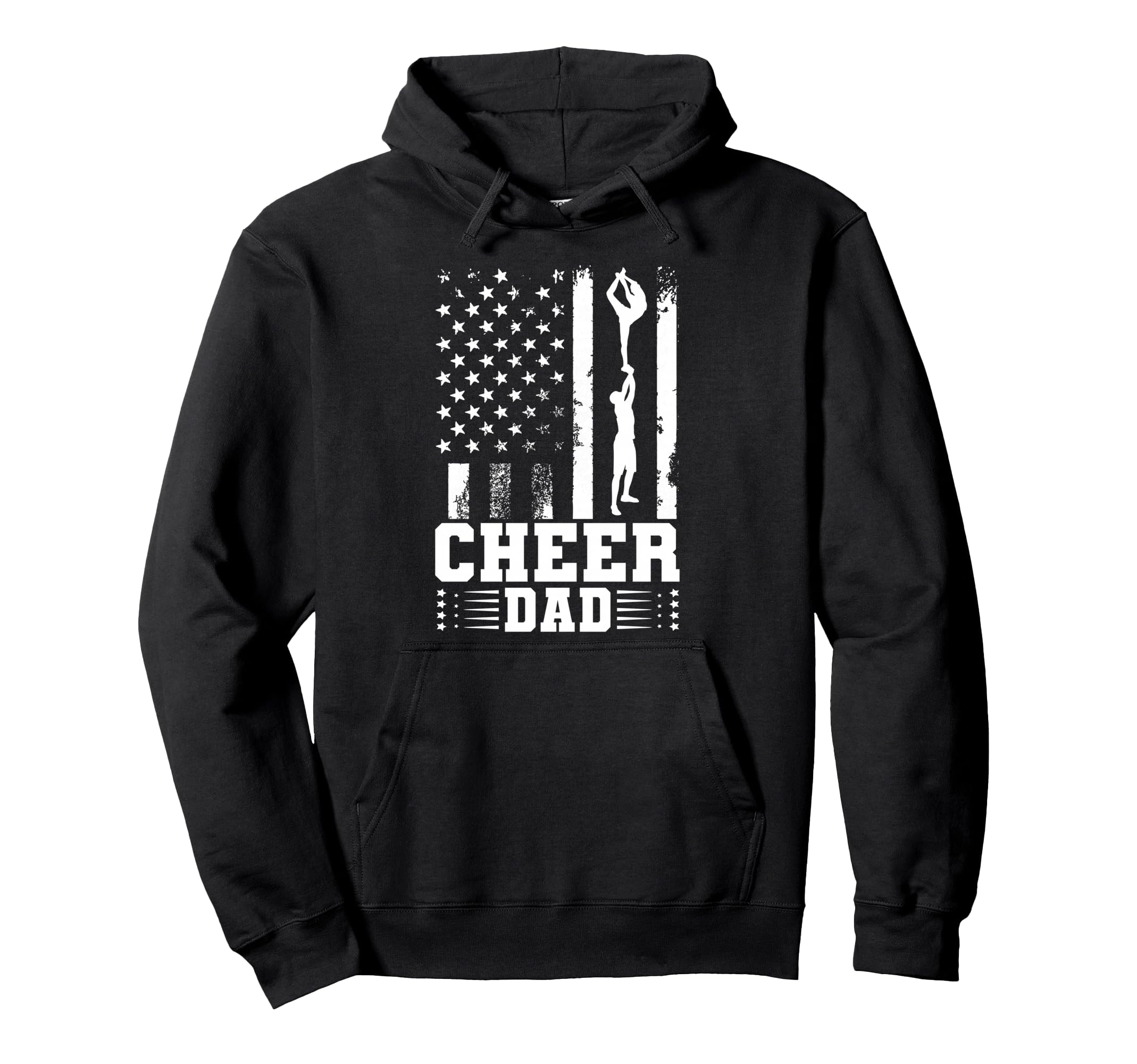 Cheer Dad Cheerleading American Flag Hoodie - Streetwear Style for Adults - T-Shirt, Sweatshirt, Hoodie
