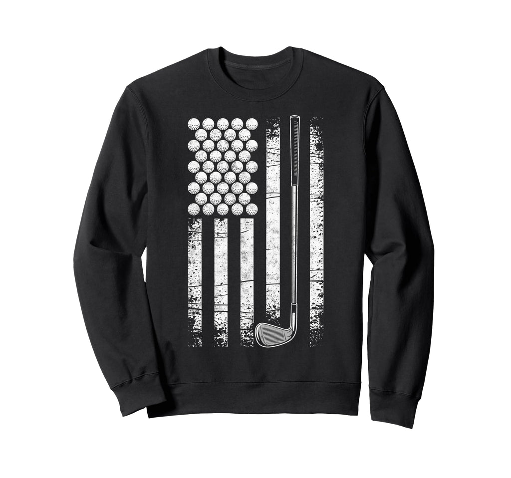 Us Flag Golf Golfer Golfing Dad Sweatshirt - Unique Graphic Men Women - T-Shirt, Sweatshirt, Hoodie