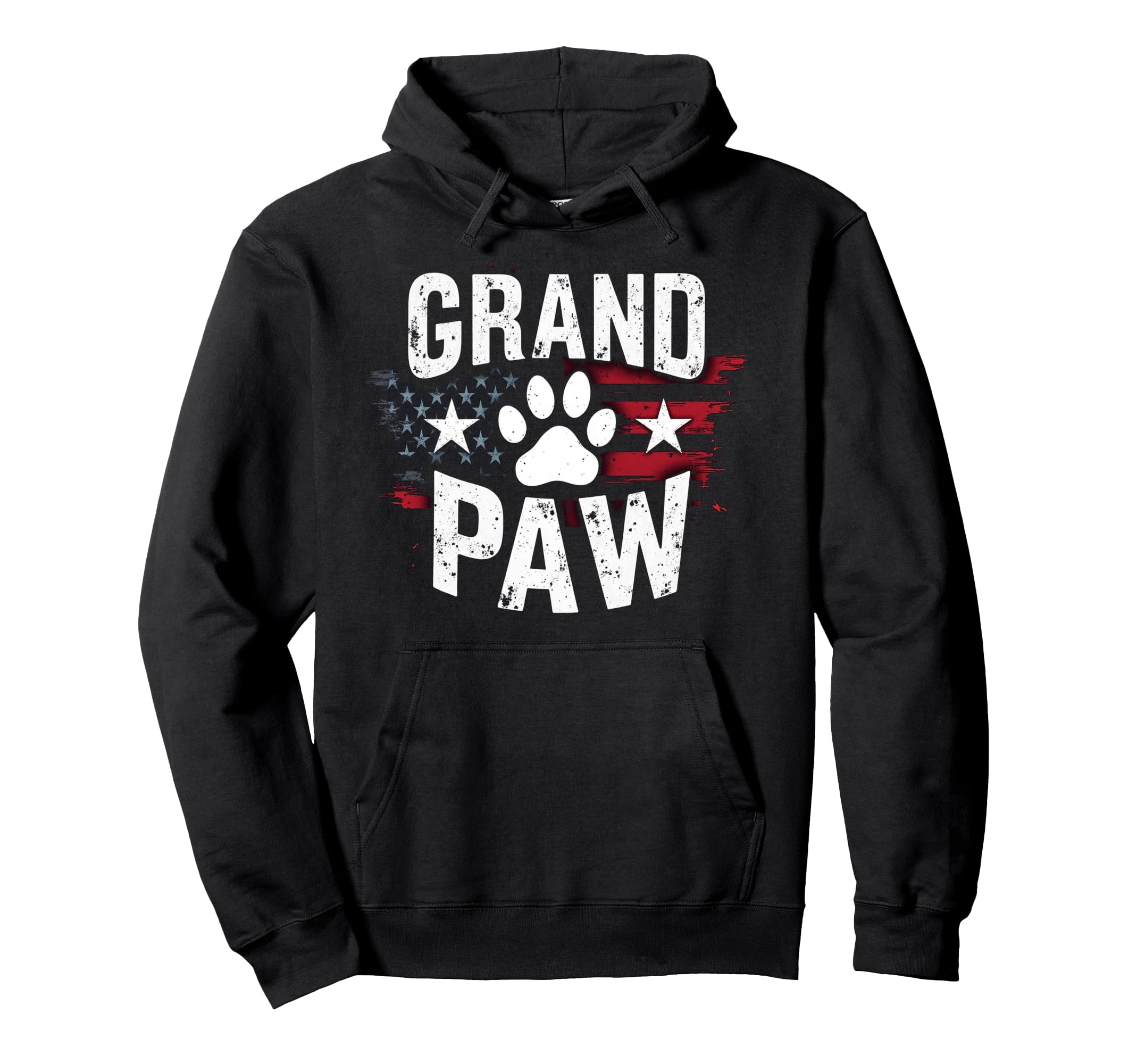 Grand Paw American Flag Dog Grandpa Pet Hoodie - Streetwear Style Unisex - T-Shirt, Sweatshirt, Hoodie