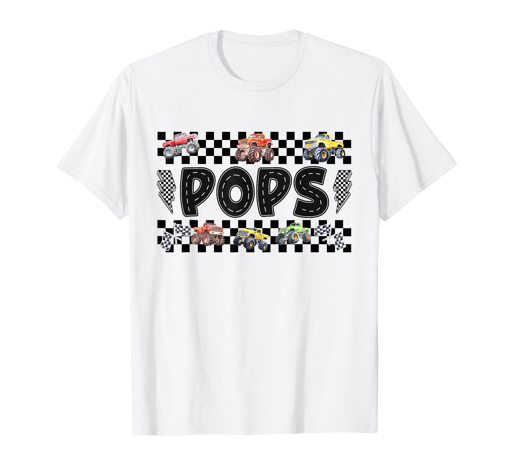 Pops Monster Truck Family Crew Birthday T-Shirt - Graphic Print Men Women - T-Shirt, Sweatshirt, Hoodie