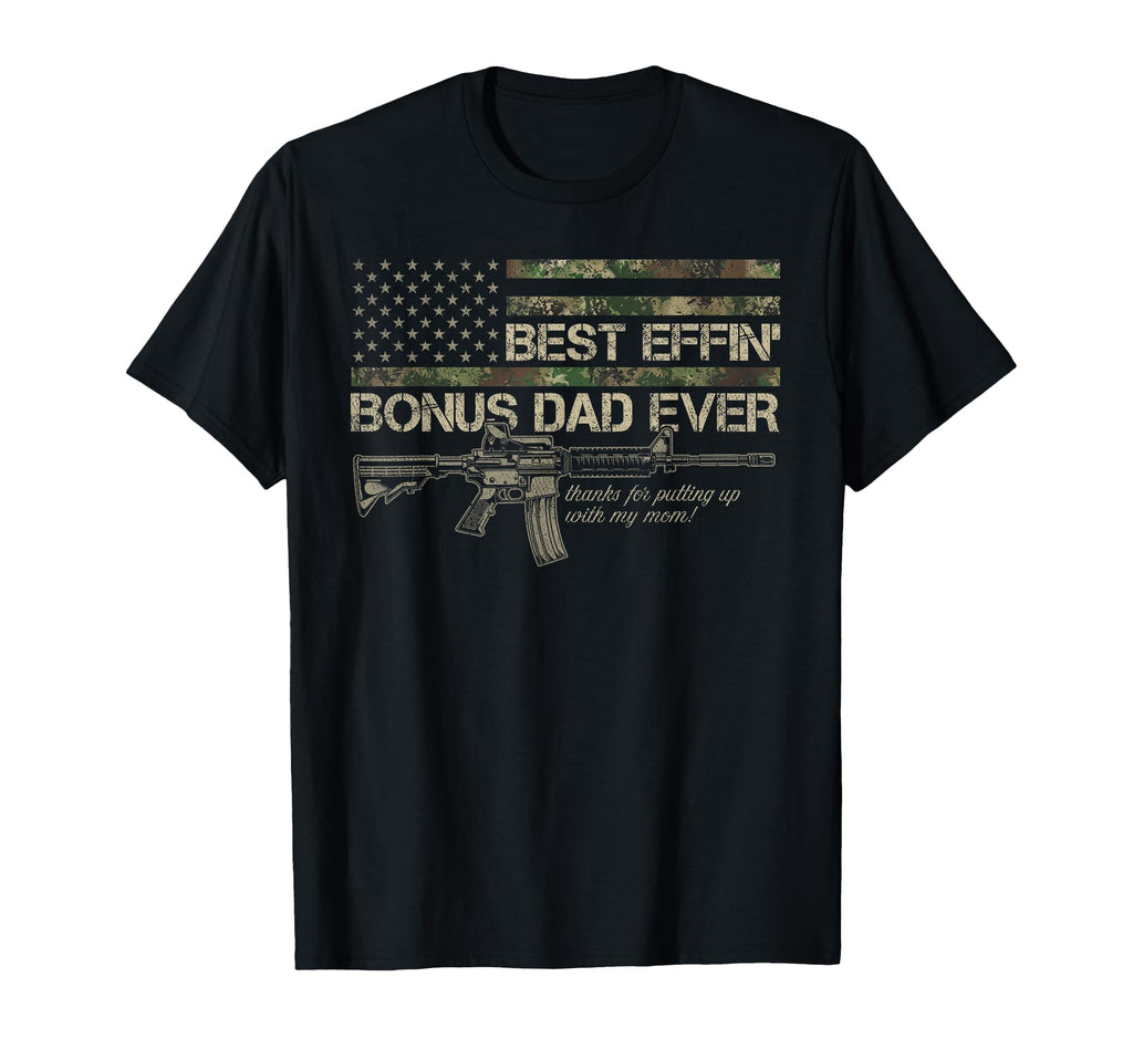 Best Effin Bonus Dad American Camo Flag T-Shirt - Minimalist Print Unisex - T-Shirt, Sweatshirt, Hoodie