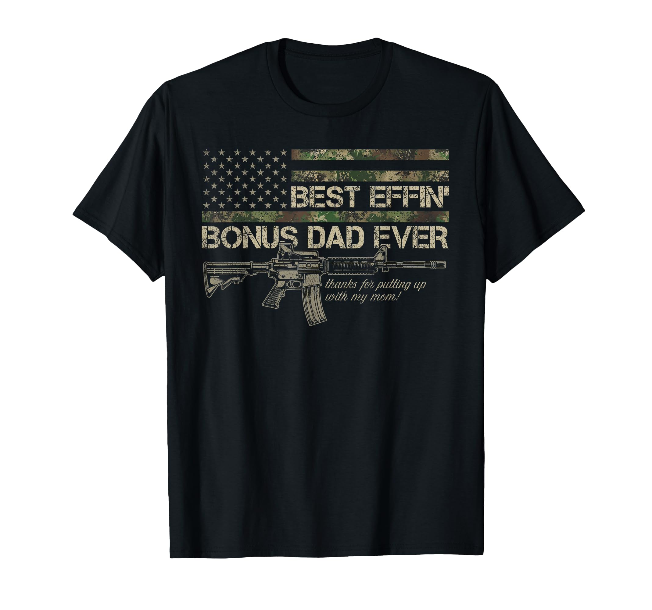 Best Effin Bonus Dad American Camo Flag T-Shirt - Minimalist Print Unisex - T-Shirt, Sweatshirt, Hoodie