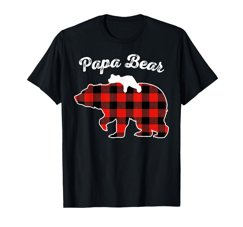Papa Bear Flannel Red Plaid Pajama T-Shirt - Minimalist Print Men Women - T-Shirt, Sweatshirt, Hoodie