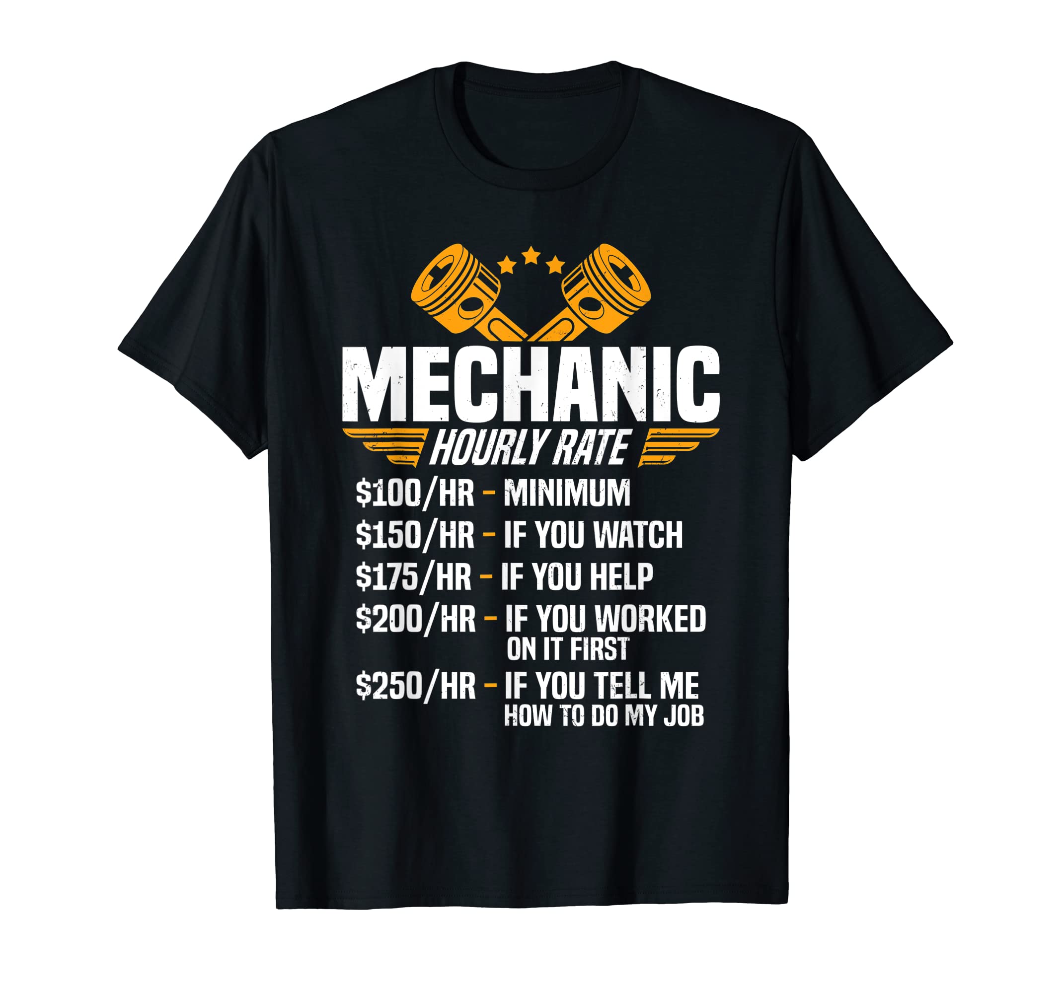 Funny Mechanic Dad Hourly Rate Car T-Shirt - Custom Art Print Men Women - T-Shirt, Sweatshirt, Hoodie