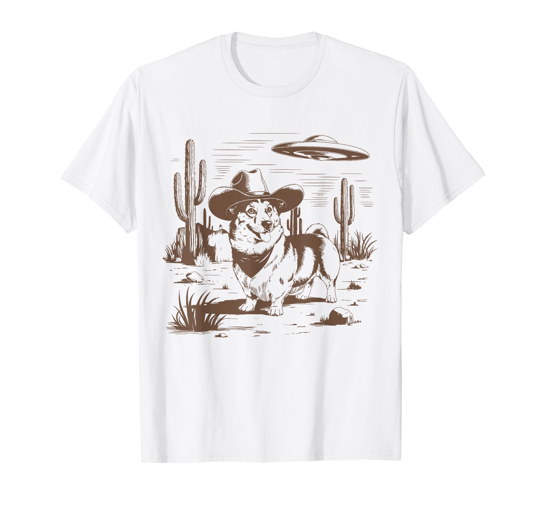 Ufo Corgi Western Alien 90S Wild T-Shirt - Casual Everyday Wear Unisex - T-Shirt, Sweatshirt, Hoodie