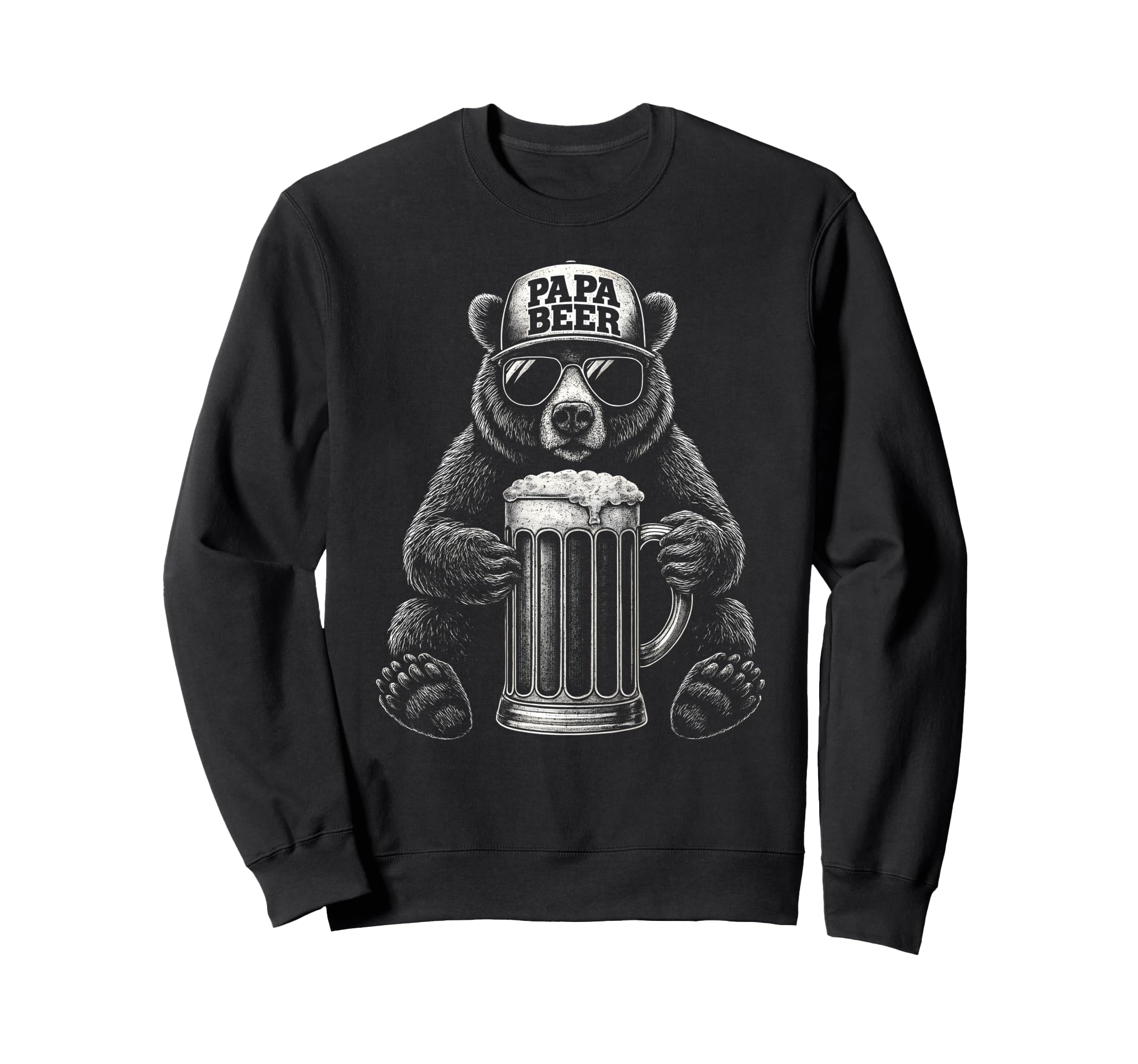 Papa Beer Funny Dad Bear Drinking Sweatshirt - Unique Graphic for Adults - T-Shirt, Sweatshirt, Hoodie