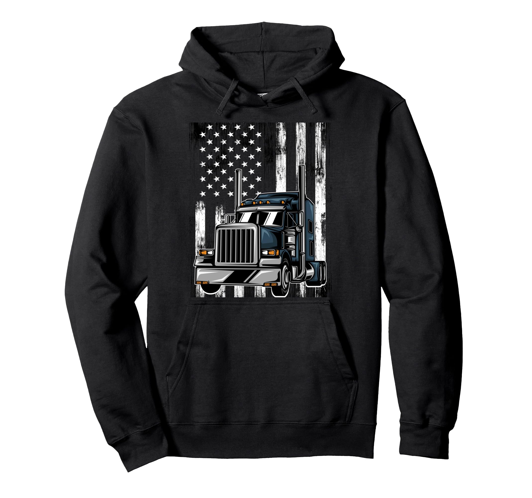 Usa Flag Trucker Dad Truck Driver Art Hoodie - Casual Everyday Wear Unisex - T-Shirt, Sweatshirt, Hoodie