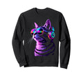 Headphones Cat Techno Edm Music Sweatshirt - Unique Graphic for Adults - T-Shirt, Sweatshirt, Hoodie