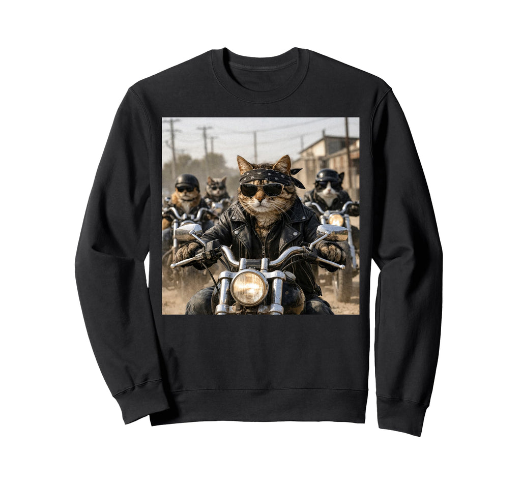Funny Biker Cat Gang Motorcycle Meme Sweatshirt - Custom Art Print Unisex - T-Shirt, Sweatshirt, Hoodie