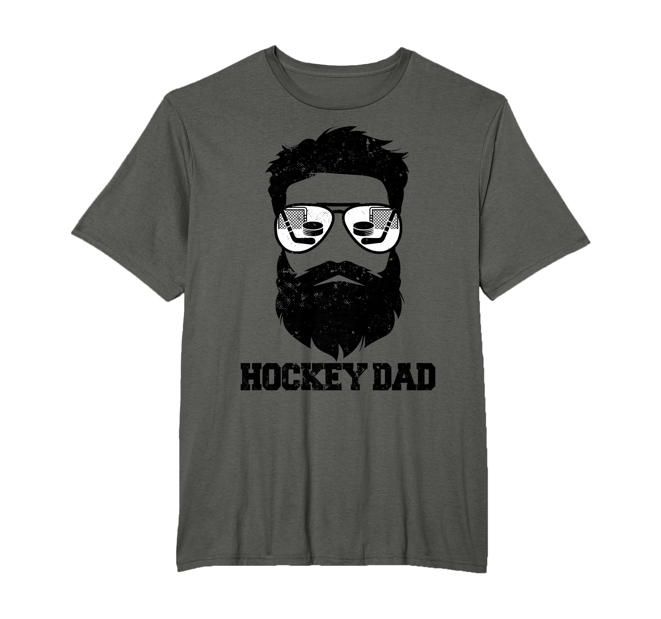Hockey Dad Funny Messy Hair Beard Hockey Dad T-Shirt - Graphic Print Unisex - T-Shirt, Sweatshirt, Hoodie