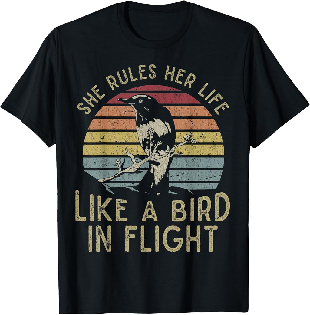 Motivational Quote She Rules Her Life Like A Bird in - Adult & Kids T-Shirts, Sweatshirts & Hoodies apparel design preview 1