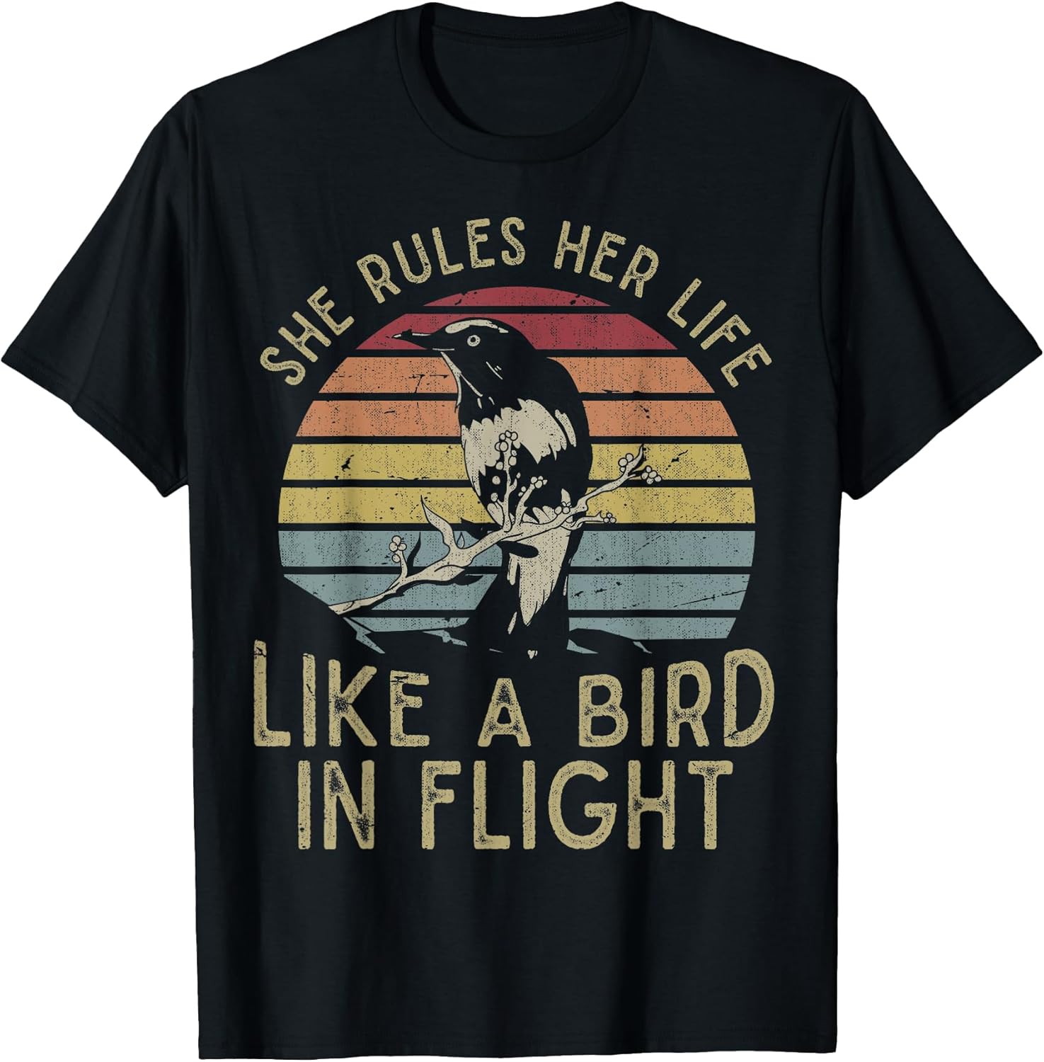 Motivational Quote She Rules Her Life Like A Bird in - Adult & Kids T-Shirts, Sweatshirts & Hoodies apparel design preview 1