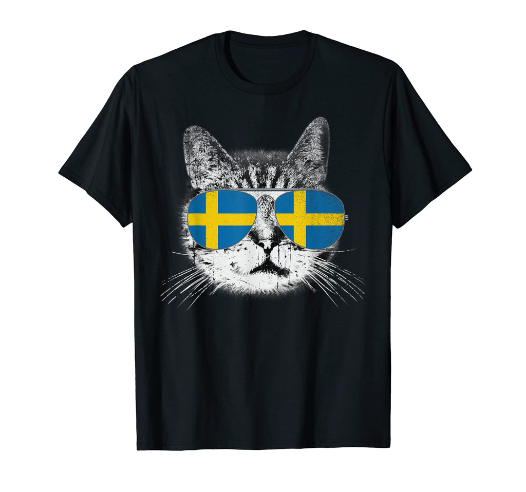 Swedish Sweden Flag Country Roots Cat T-Shirt - Trendy Graphic Unisex - T-Shirt, Sweatshirt, Hoodie