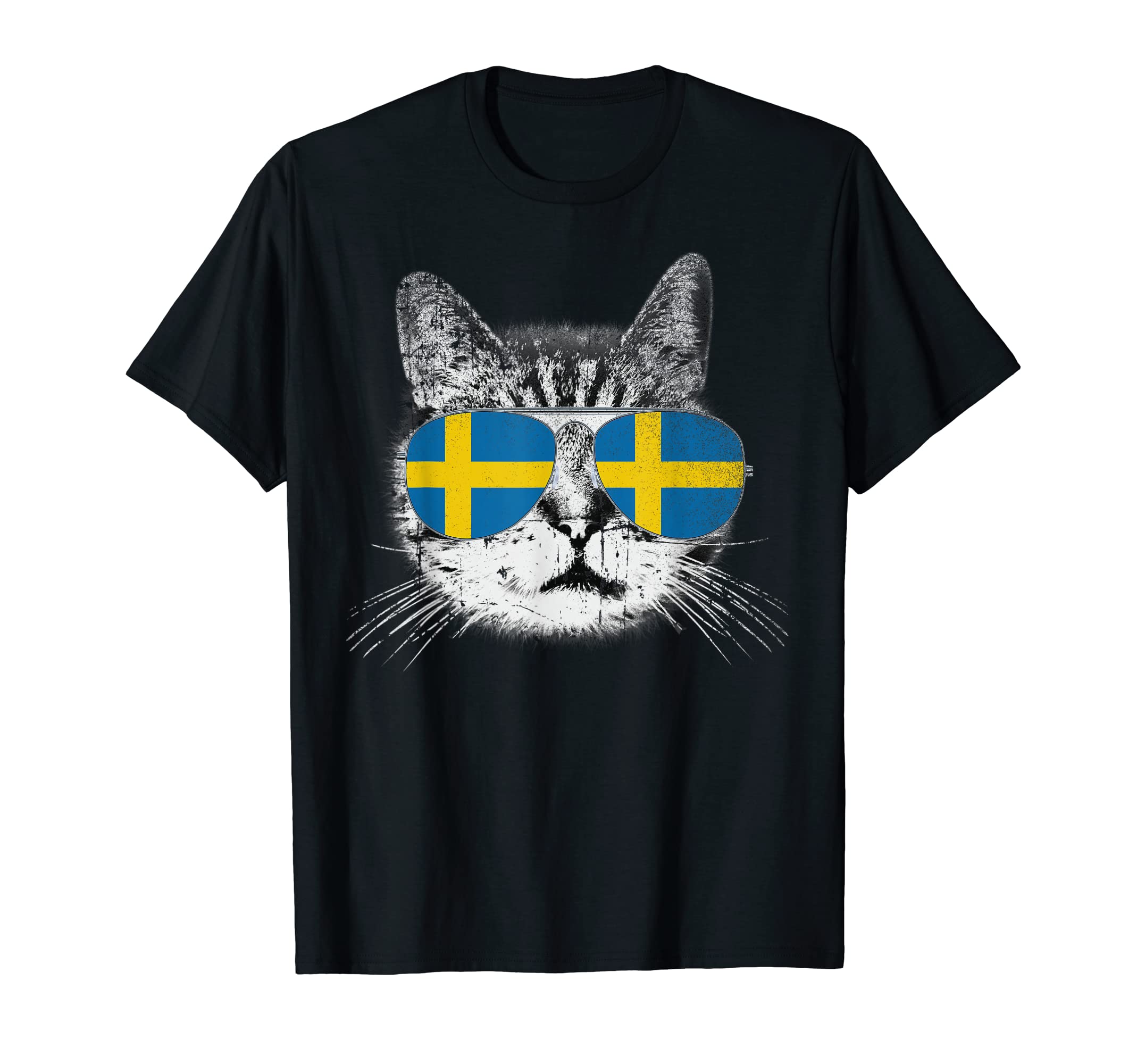 Swedish Sweden Flag Country Roots Cat T-Shirt - Trendy Graphic Unisex - T-Shirt, Sweatshirt, Hoodie
