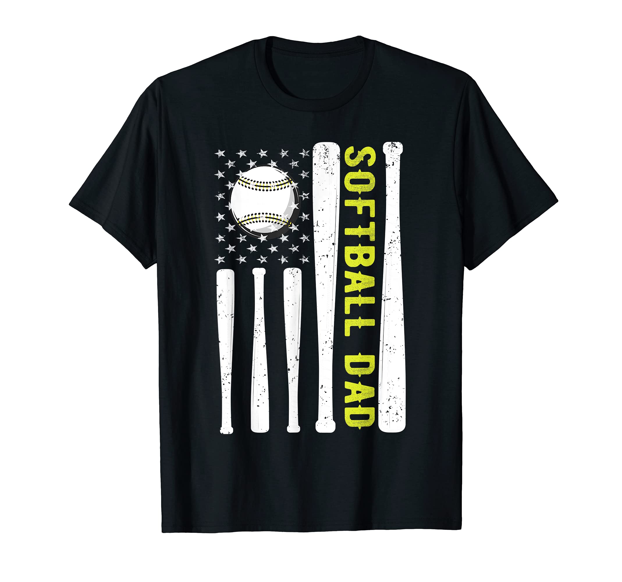 Mens Softball Dad Fathers Day Usa T-Shirt - Minimalist Print Men Women - T-Shirt, Sweatshirt, Hoodie