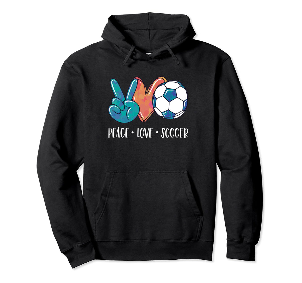 Soccer Lovers Peace Love Soccer Hoodie - Casual Everyday Wear Men Women - T-Shirt, Sweatshirt, Hoodie
