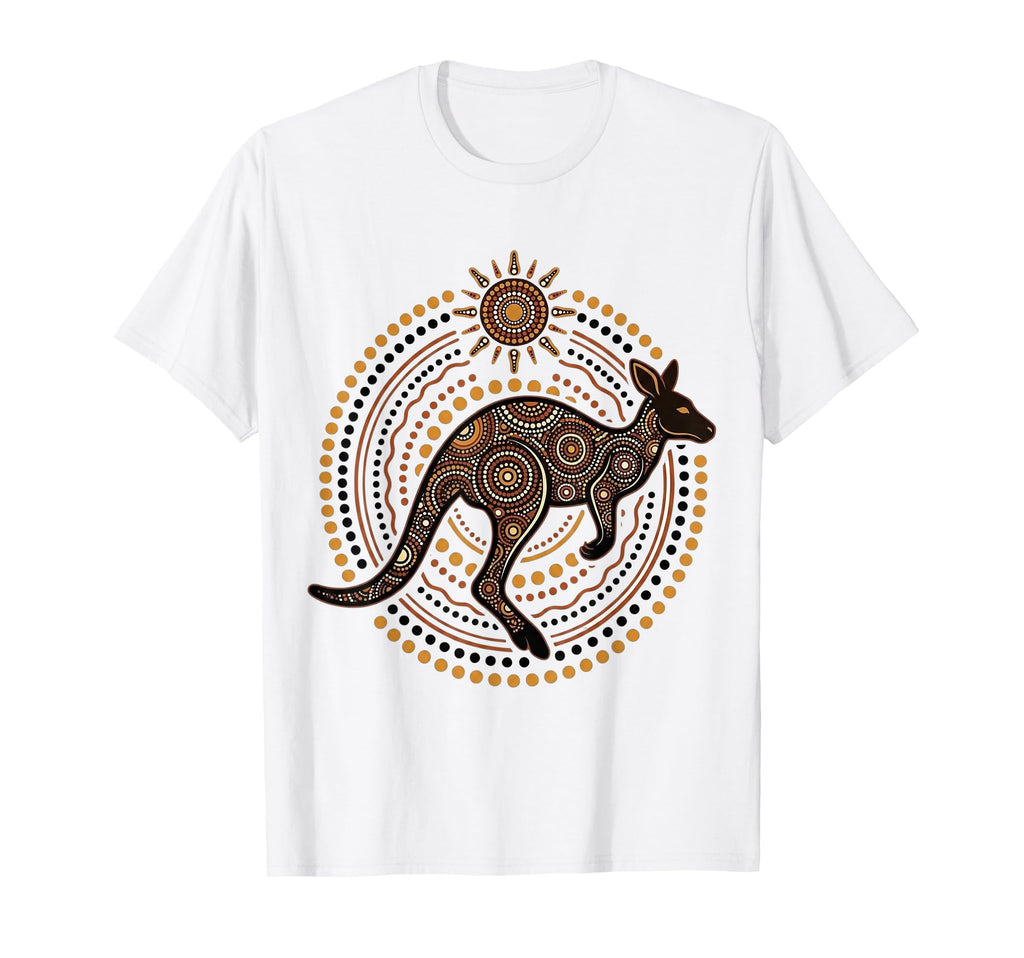 Australian Kangaroo Aboriginal Dot Art T-Shirt - Fun Novelty Design Unisex - T-Shirt, Sweatshirt, Hoodie