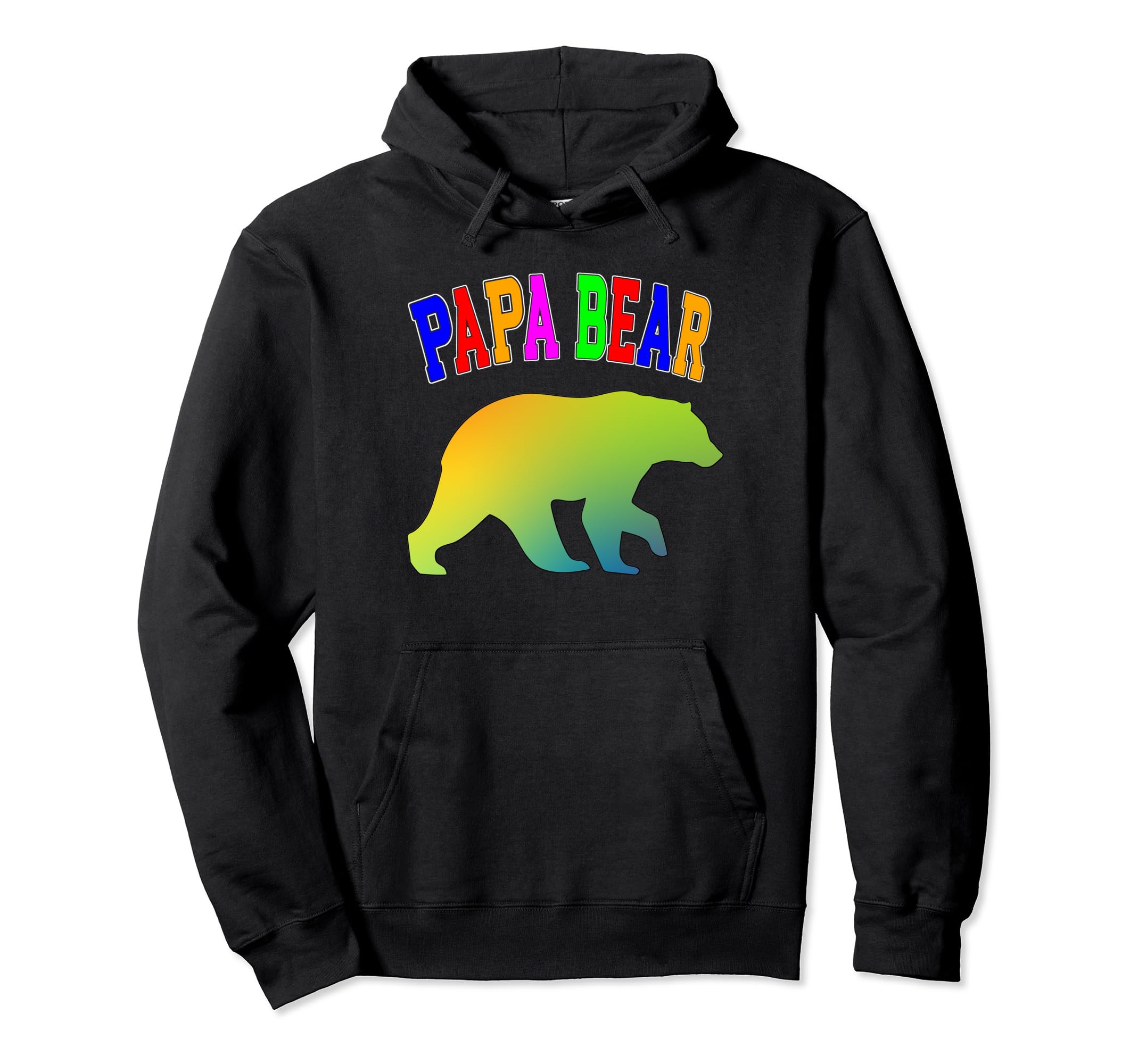 Papa Bear Colorful Rainbow Unity Hoodie - Unique Graphic Men Women - T-Shirt, Sweatshirt, Hoodie