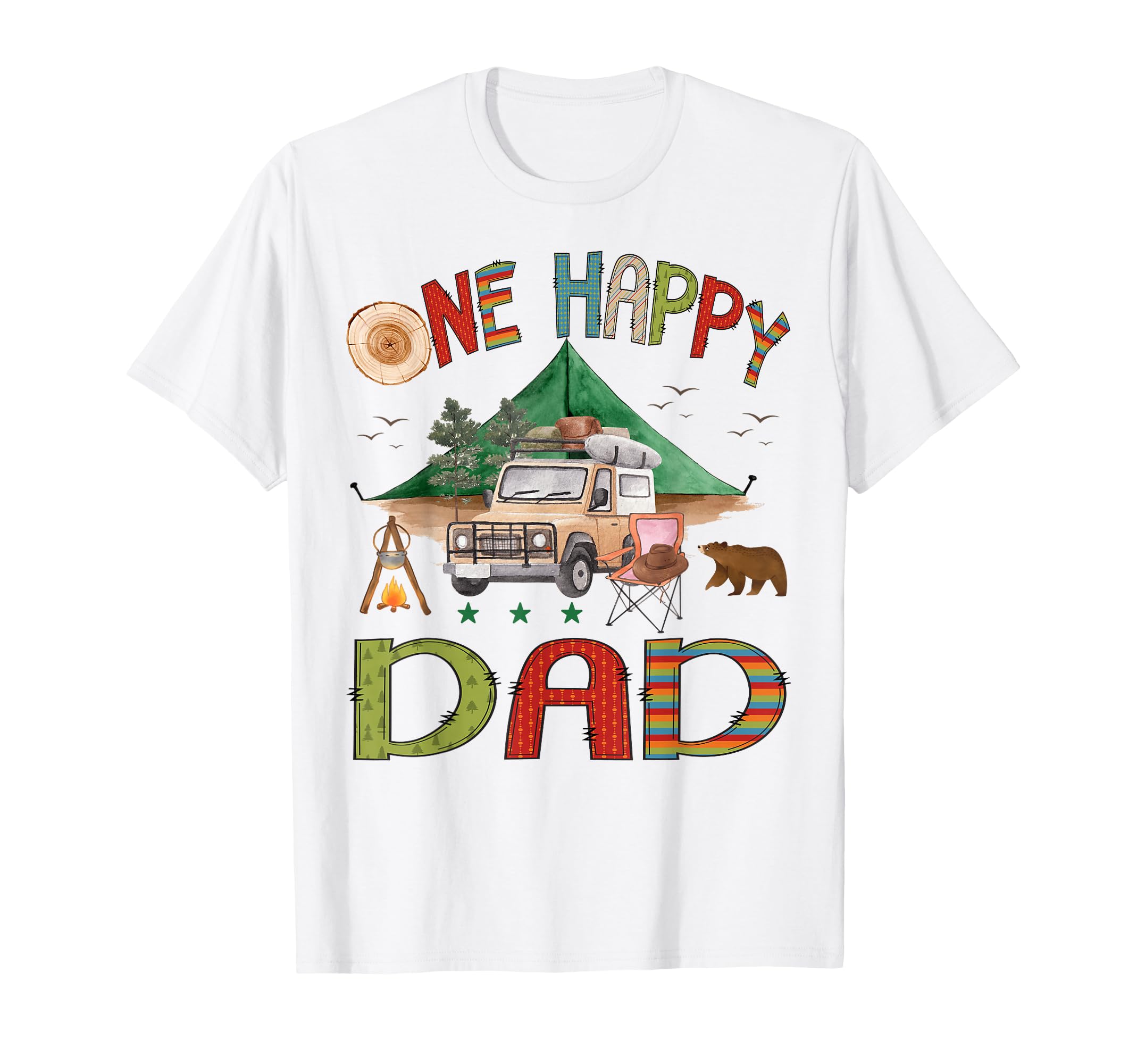 One Happy Dad Camper 1St Birthday T-Shirt - Custom Art Print for Adults - T-Shirt, Sweatshirt, Hoodie