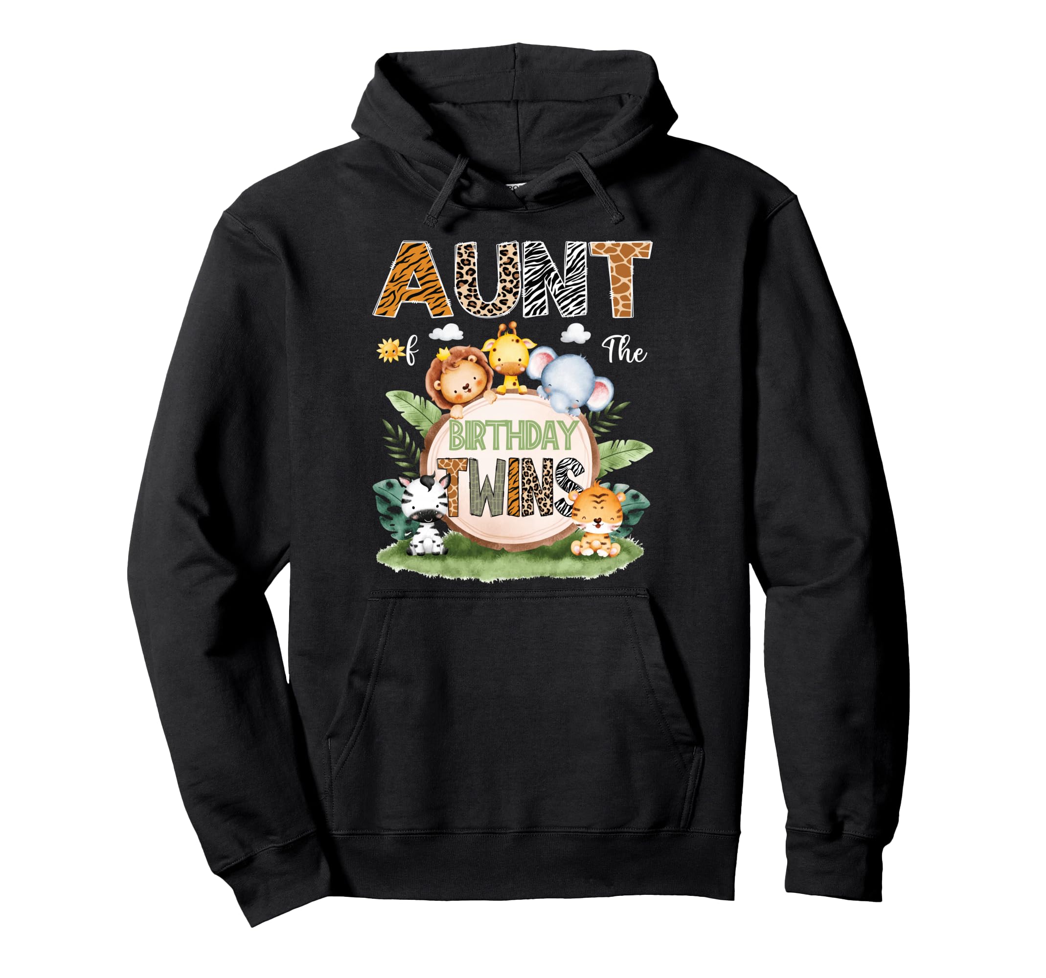 Aunt Birthday Twins Safari Jungle Hoodie - Fun Novelty Design for Adults - T-Shirt, Sweatshirt, Hoodie