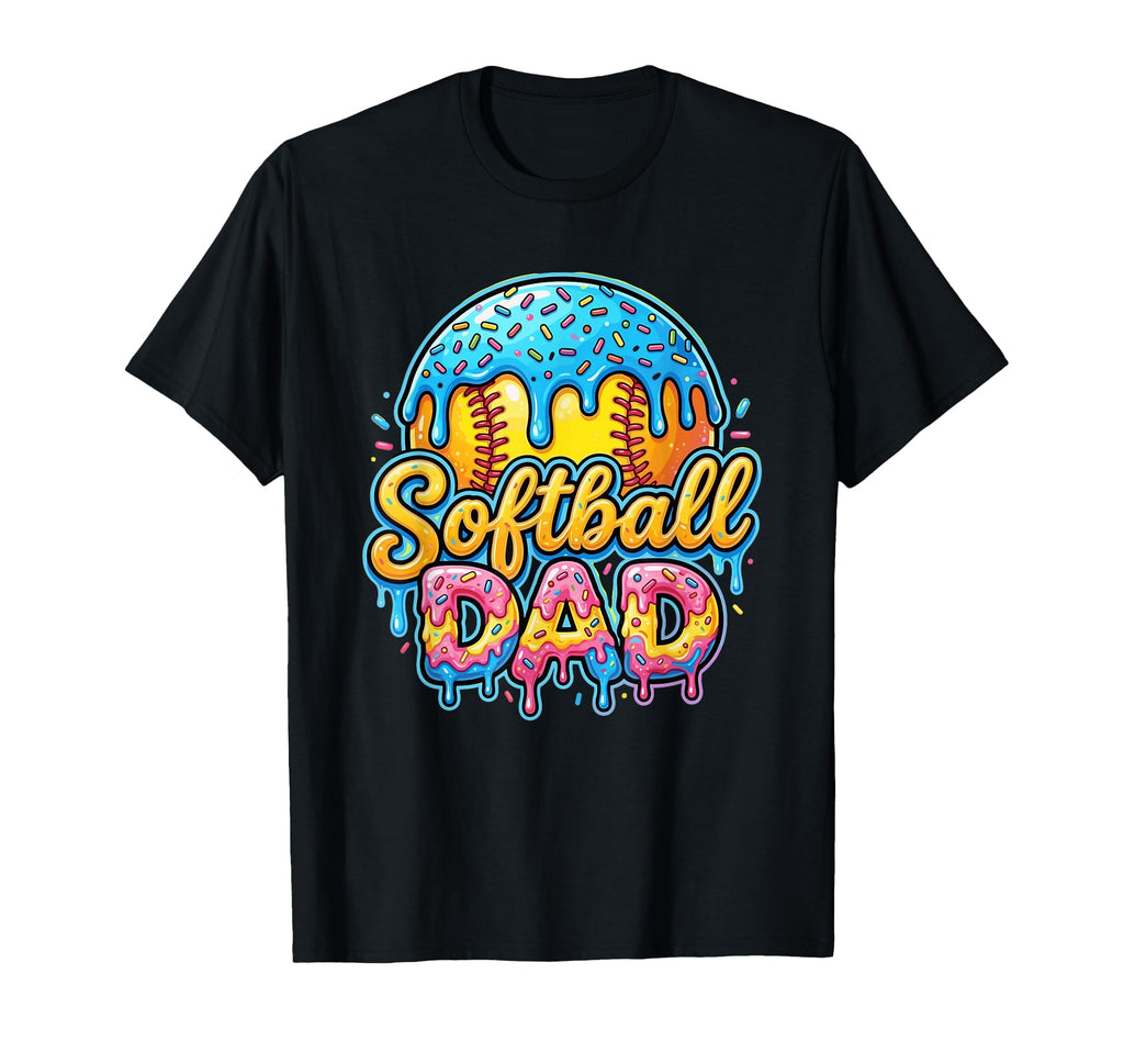 Ice Cream Drip Softball Dad Game T-Shirt - Aesthetic Graphic for Adults - T-Shirt, Sweatshirt, Hoodie
