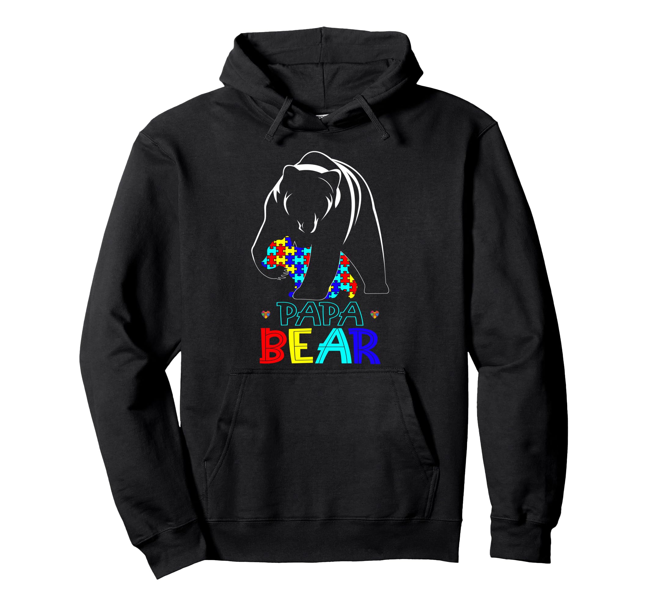 Papa Bear Autism Awareness Gifts Hoodie - Minimalist Print Men Women - T-Shirt, Sweatshirt, Hoodie