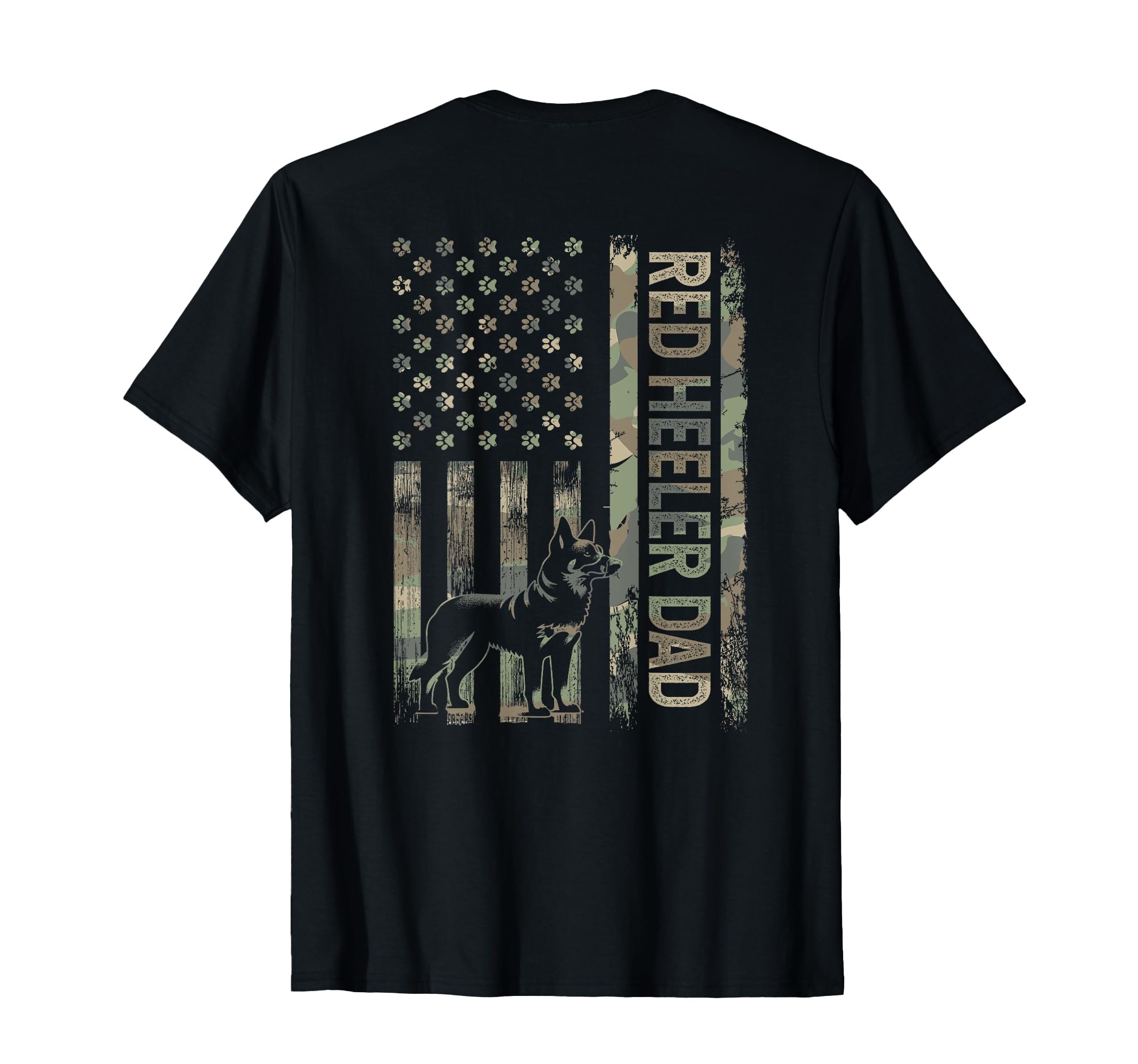 Red Heeler Dad Back Camo Usa Flag T-Shirt - Aesthetic Graphic Men Women - T-Shirt, Sweatshirt, Hoodie