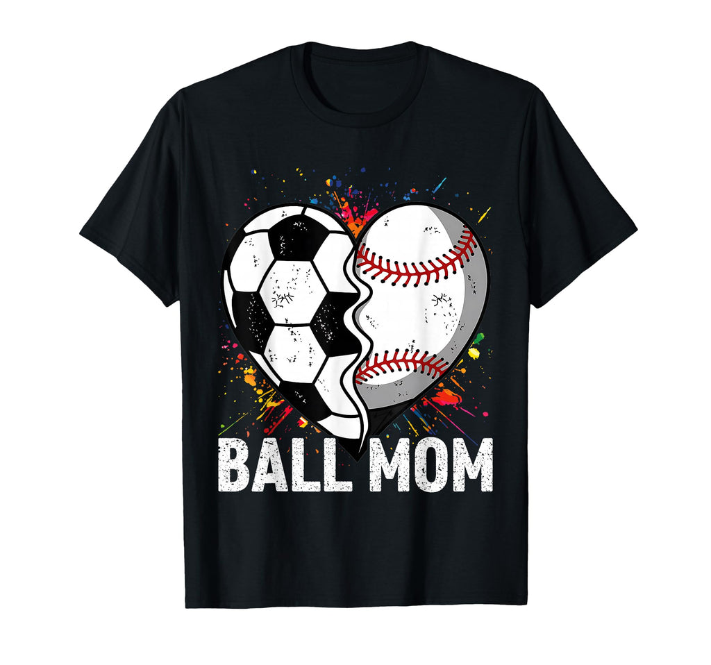 Mom Both Heart Soccer Baseball T-Shirt - Casual Everyday Wear for Adults - T-Shirt, Sweatshirt, Hoodie