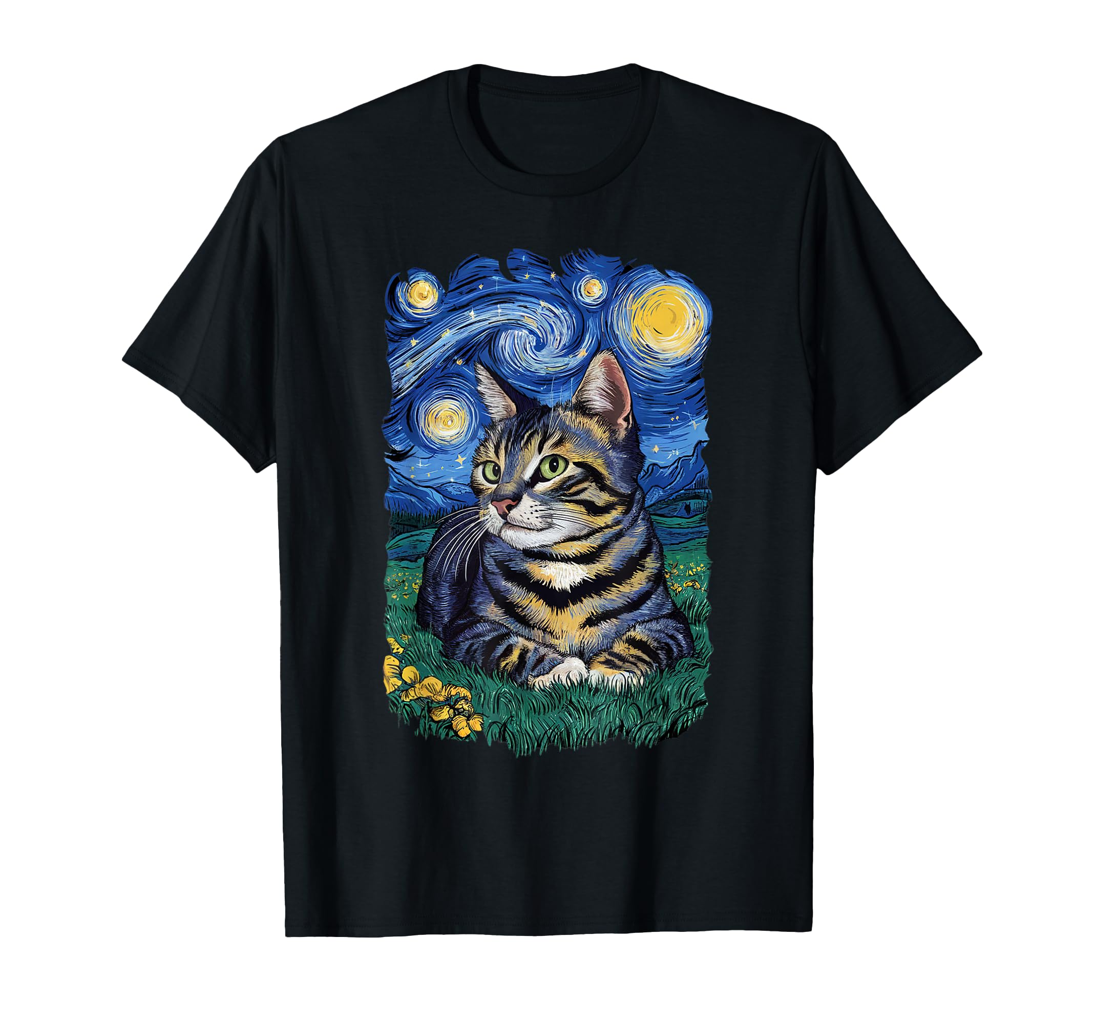 Van Gogh Cat Gifts Tabby Cat Owner Cat T-Shirt - Novelty Apparel Men Women - T-Shirt, Sweatshirt, Hoodie