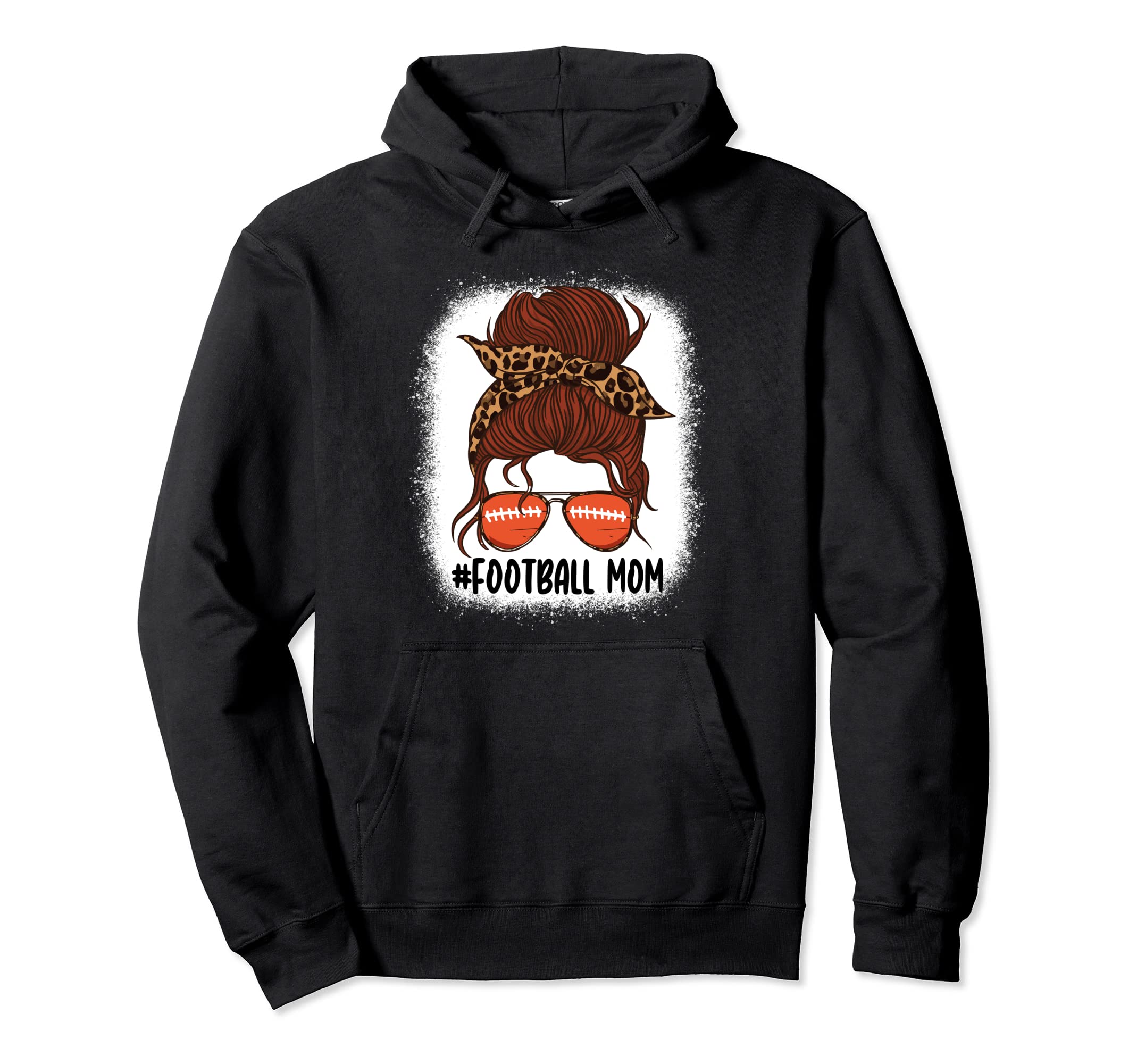 Messy Bun Football Mom Life Leopard Hoodie - Aesthetic Graphic Unisex - T-Shirt, Sweatshirt, Hoodie
