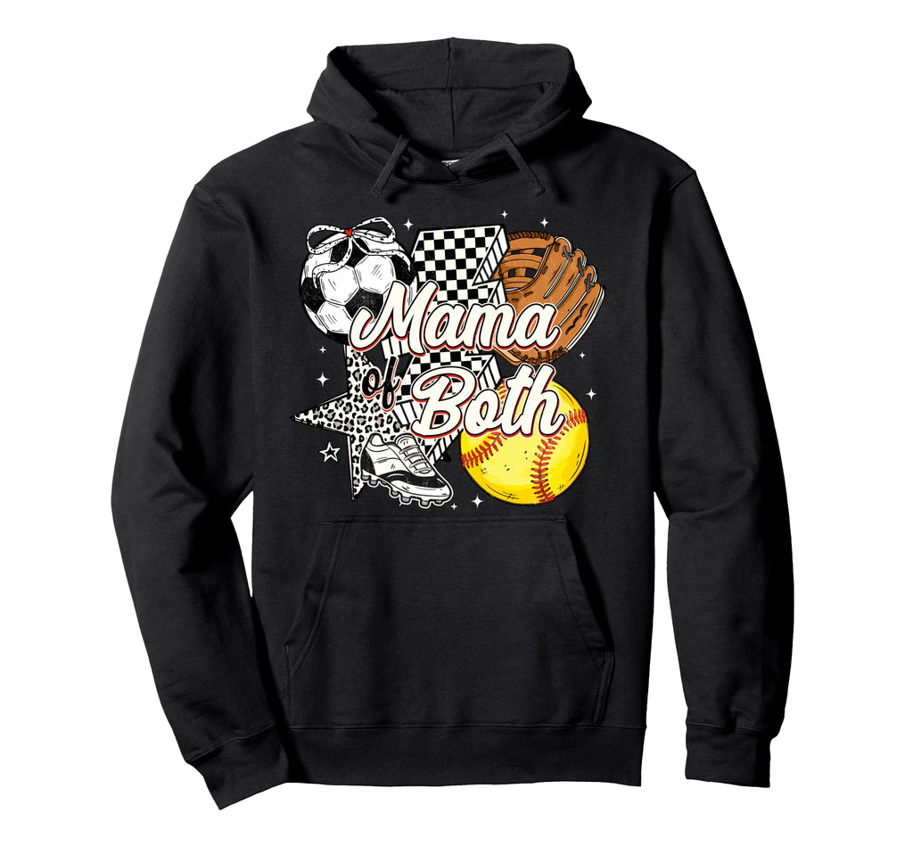 Mama Both Soccer Softball Mama Mothers Hoodie - Minimalist Print Men Women - T-Shirt, Sweatshirt, Hoodie